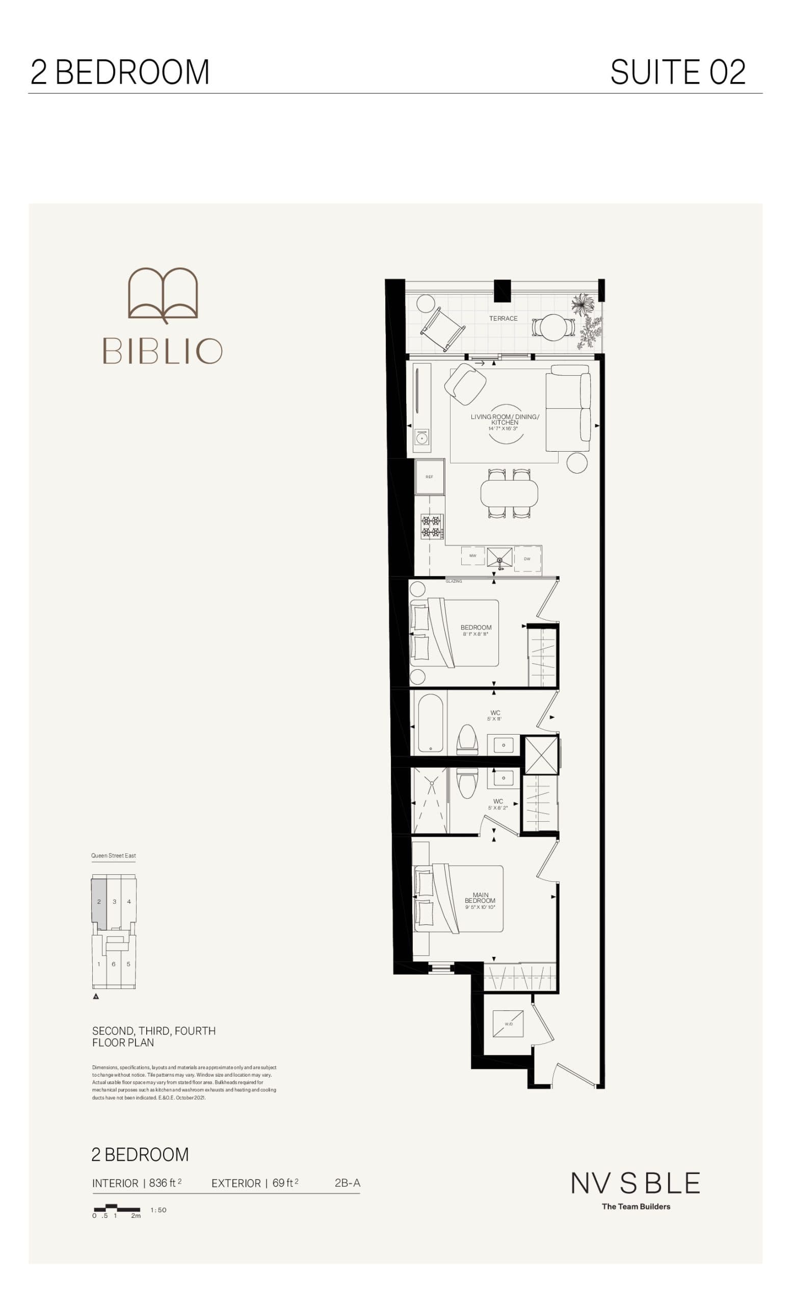 Suite 02 Floor Plan at Biblio Lofts Condos - 836 sq.ft
