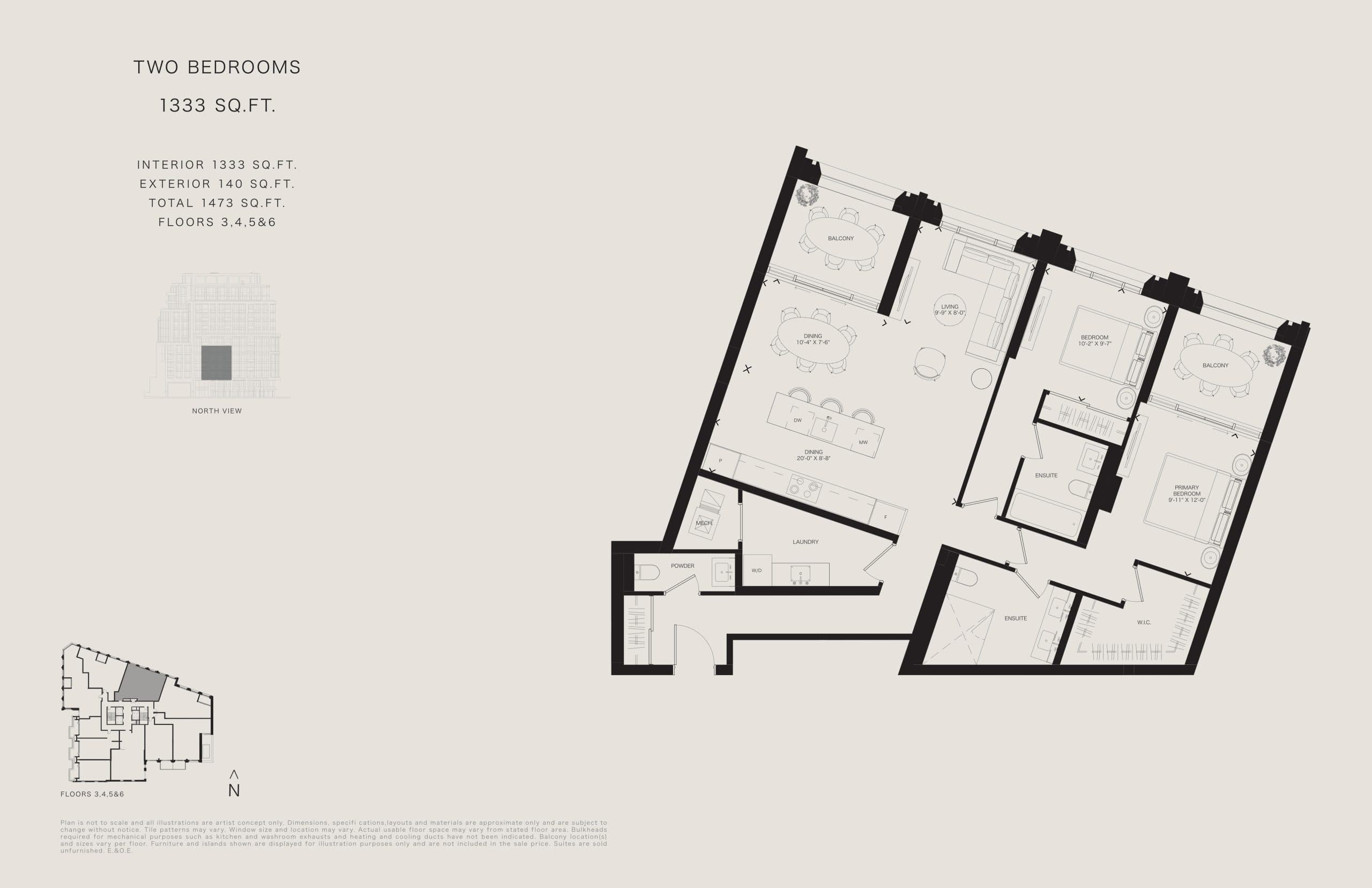 1333 Sq.ft. Floor Plan at The Bedford Condos - 1333 sq.ft