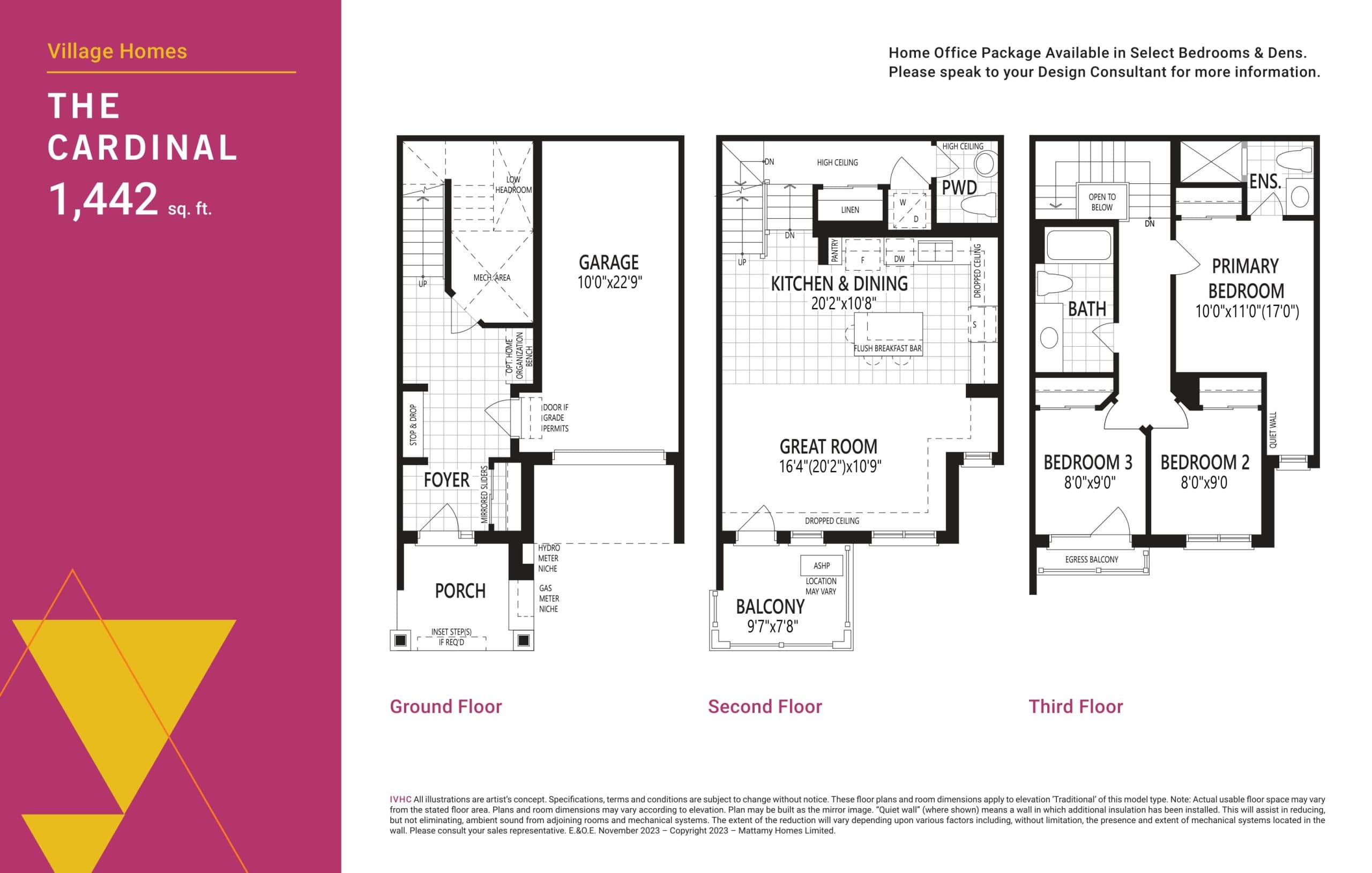 The Cardinal Floor Plan at Vicinity West Towns - 1442 sq.ft