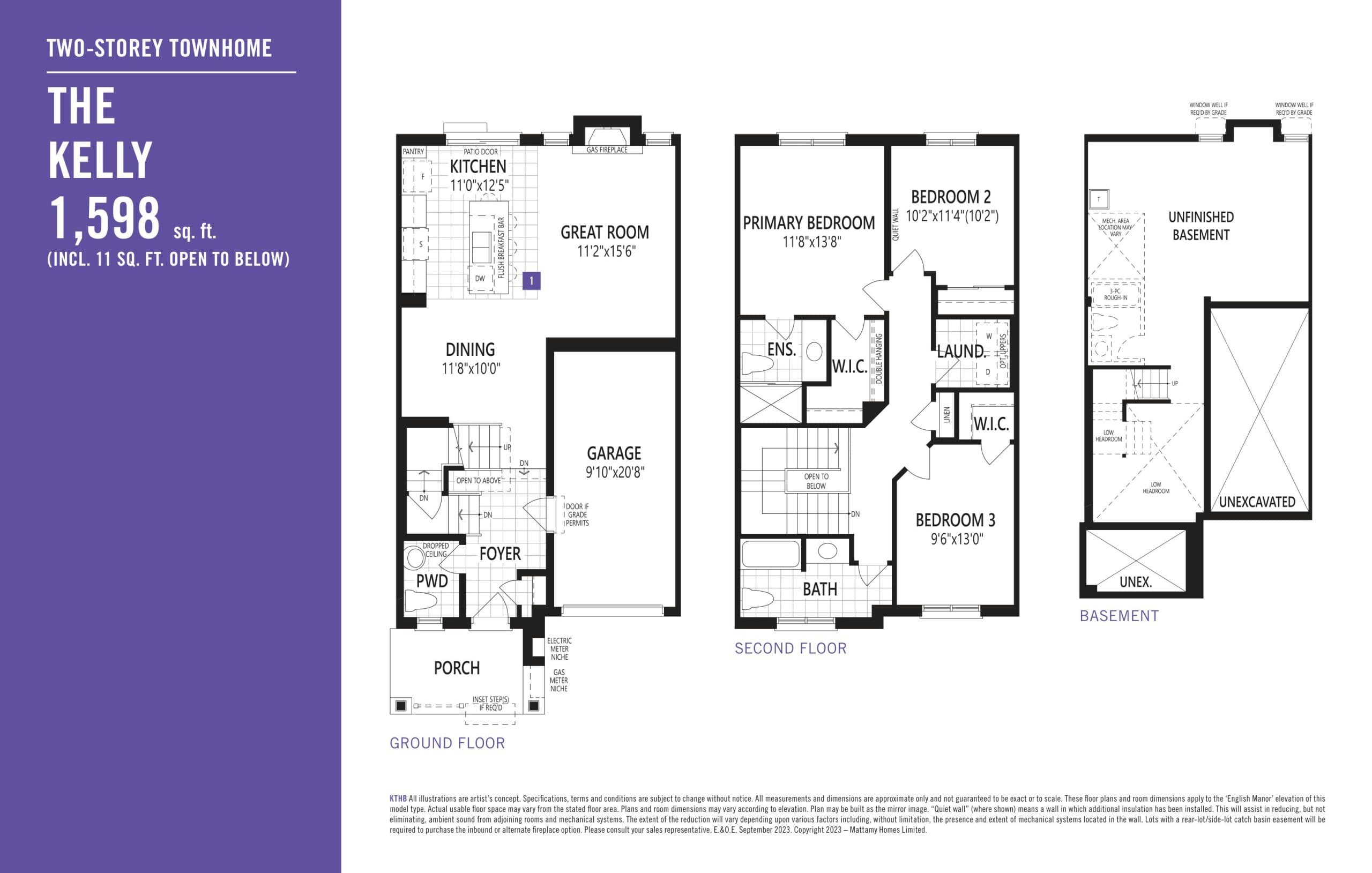 The Kelly Floor Plan at Hawthorne East Village Phase 5 - 1598 sq.ft