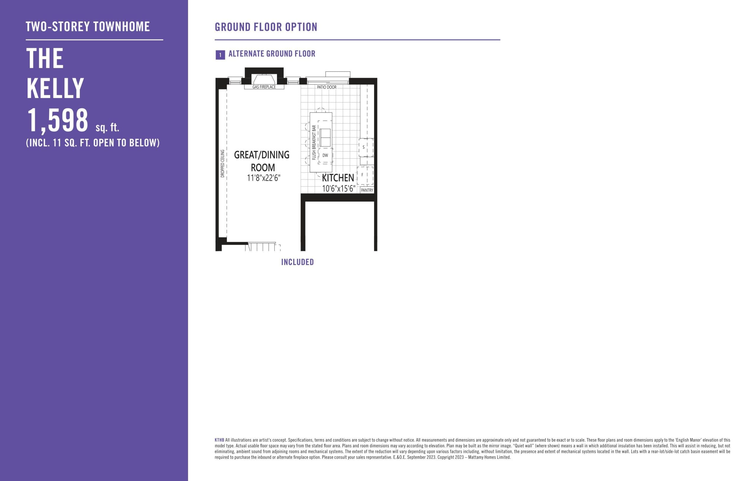 The Kelly (Ground Floor Option) Floor Plan at Hawthorne East Village Phase 5 - 1598 sq.ft