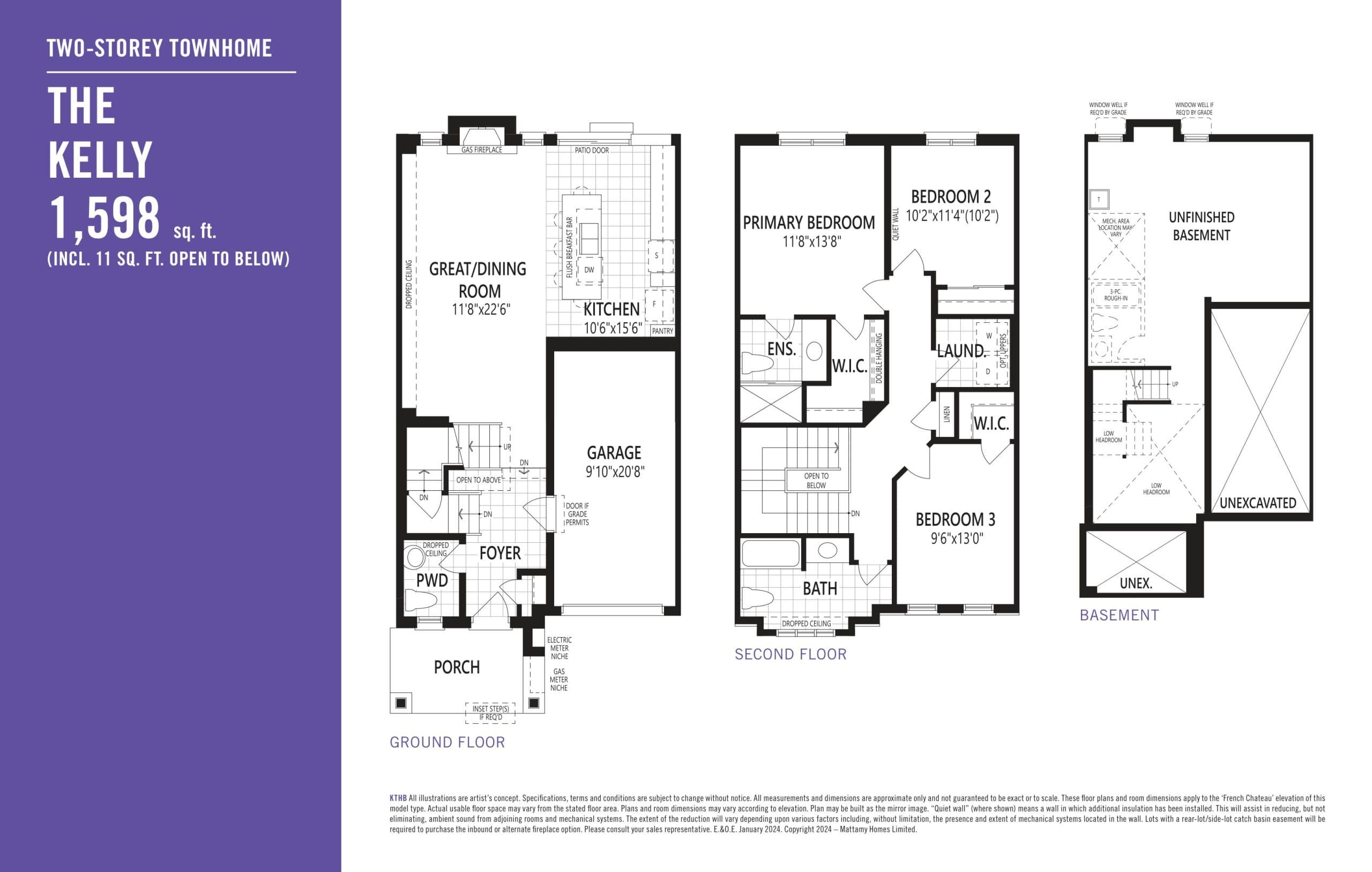 The Kelly Floor Plan at Hawthorne East Village Phase 7 - 1598 sq.ft