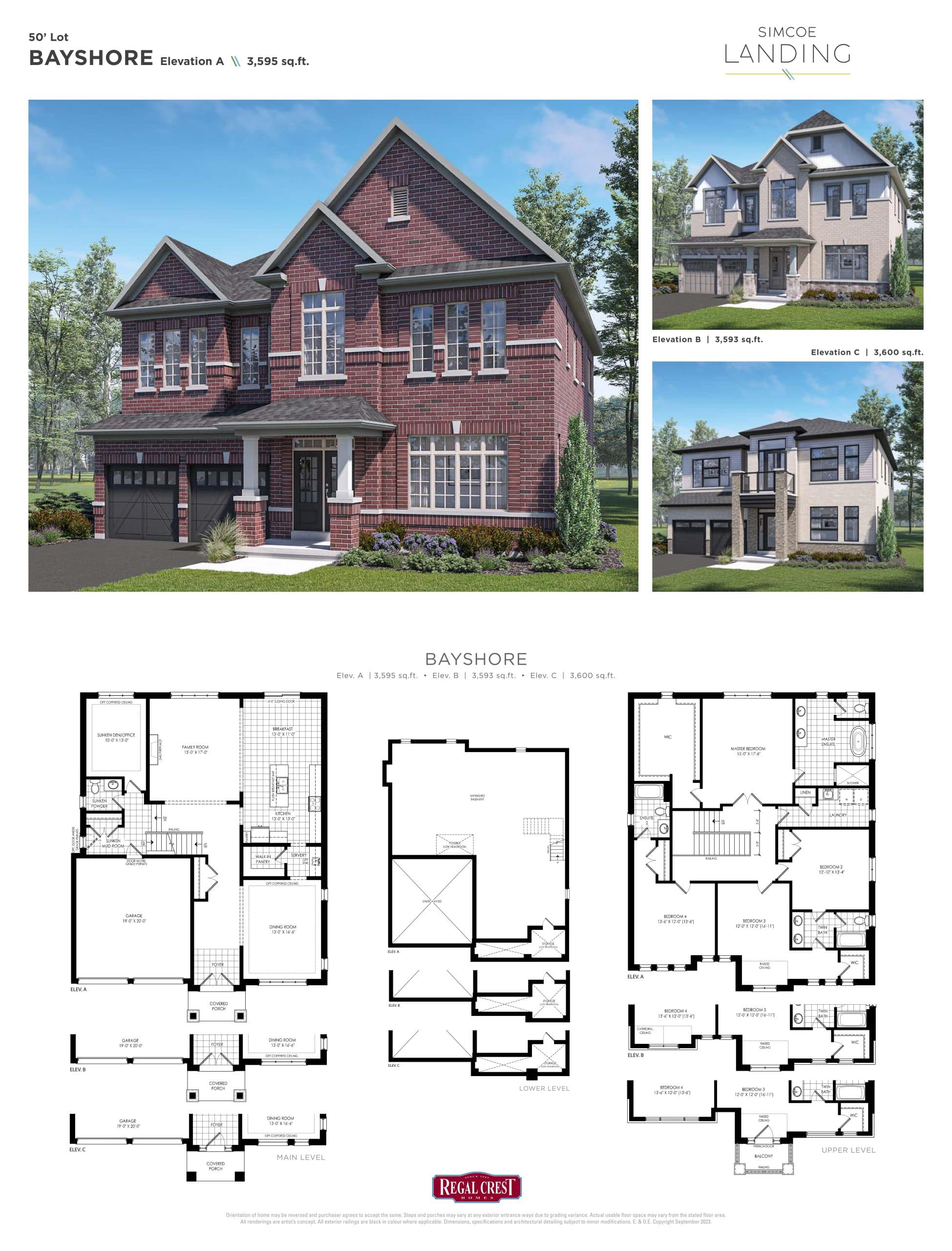 Bayshore Floor Plan at Simcoe Landing by Regal Crest Phase 2 - 3600 sq.ft