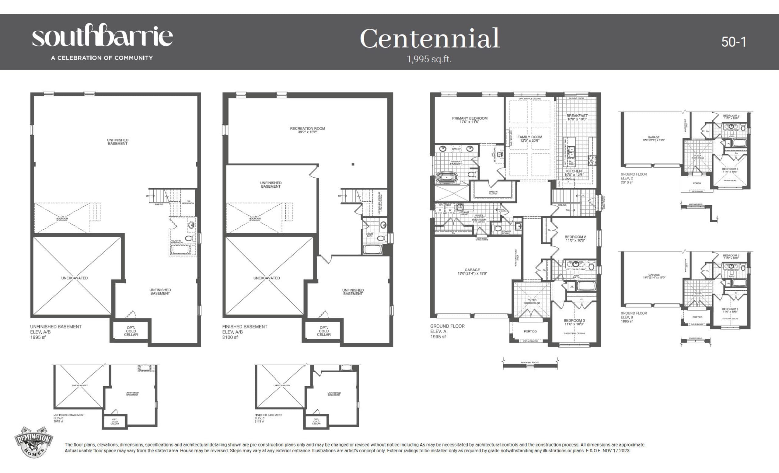 Centennial Floor Plan at South Barrie by Remington Homes - 1995 sq.ft
