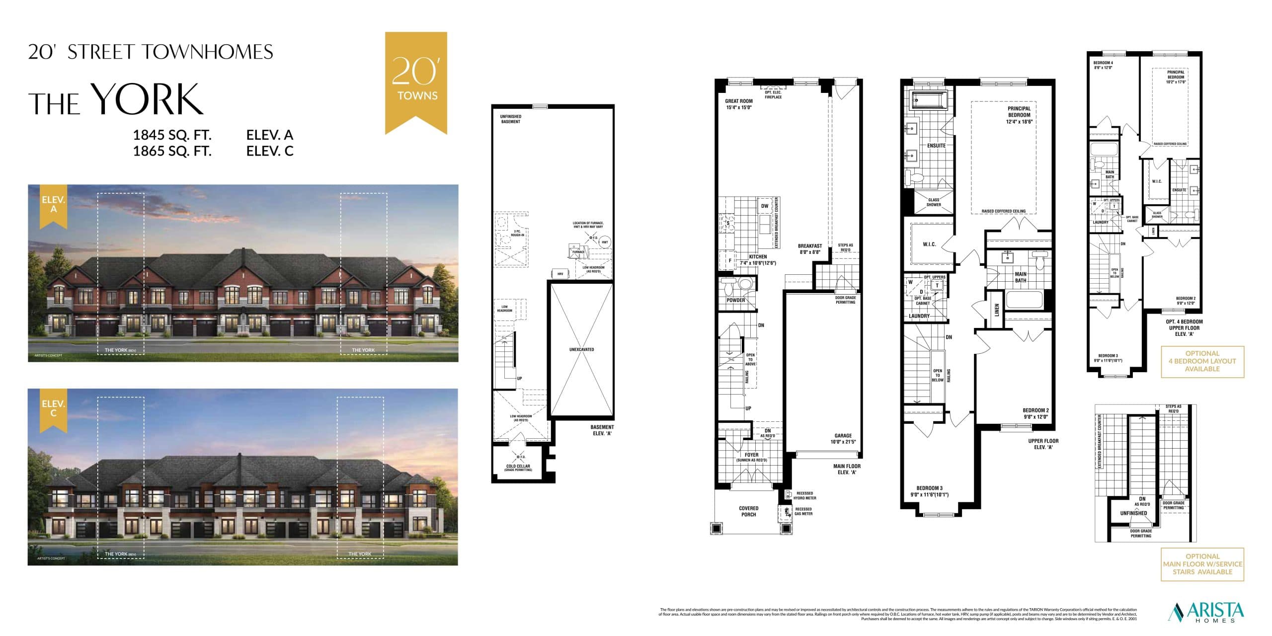The York Floor Plan at The Castle Mile by Arista Homes - 1865 sq.ft