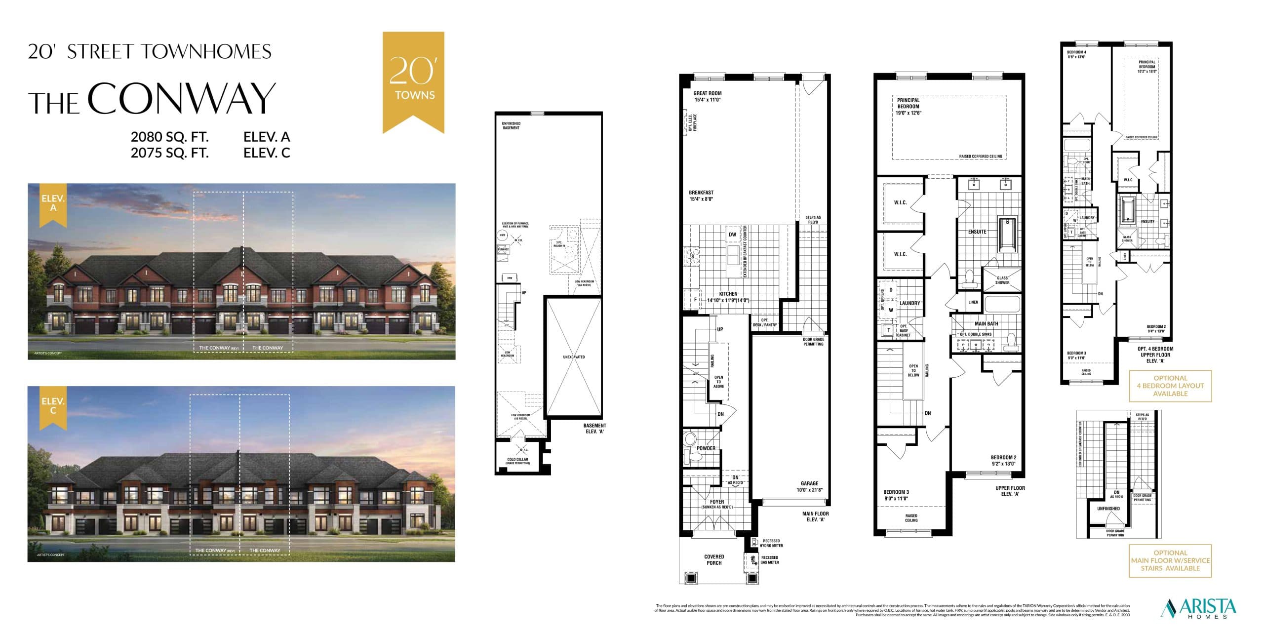 The Conway Floor Plan at The Castle Mile by Arista Homes - 2080 sq.ft
