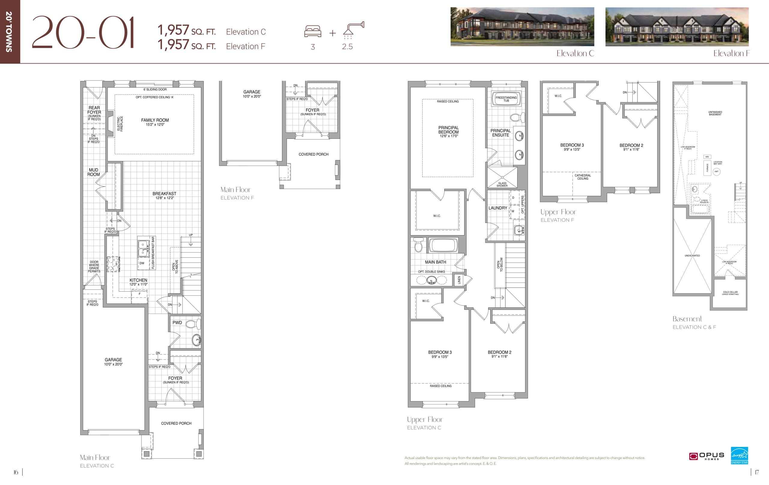 20-01 Floor Plan at The Castle Mile by OPUS Homes - 1957 sq.ft