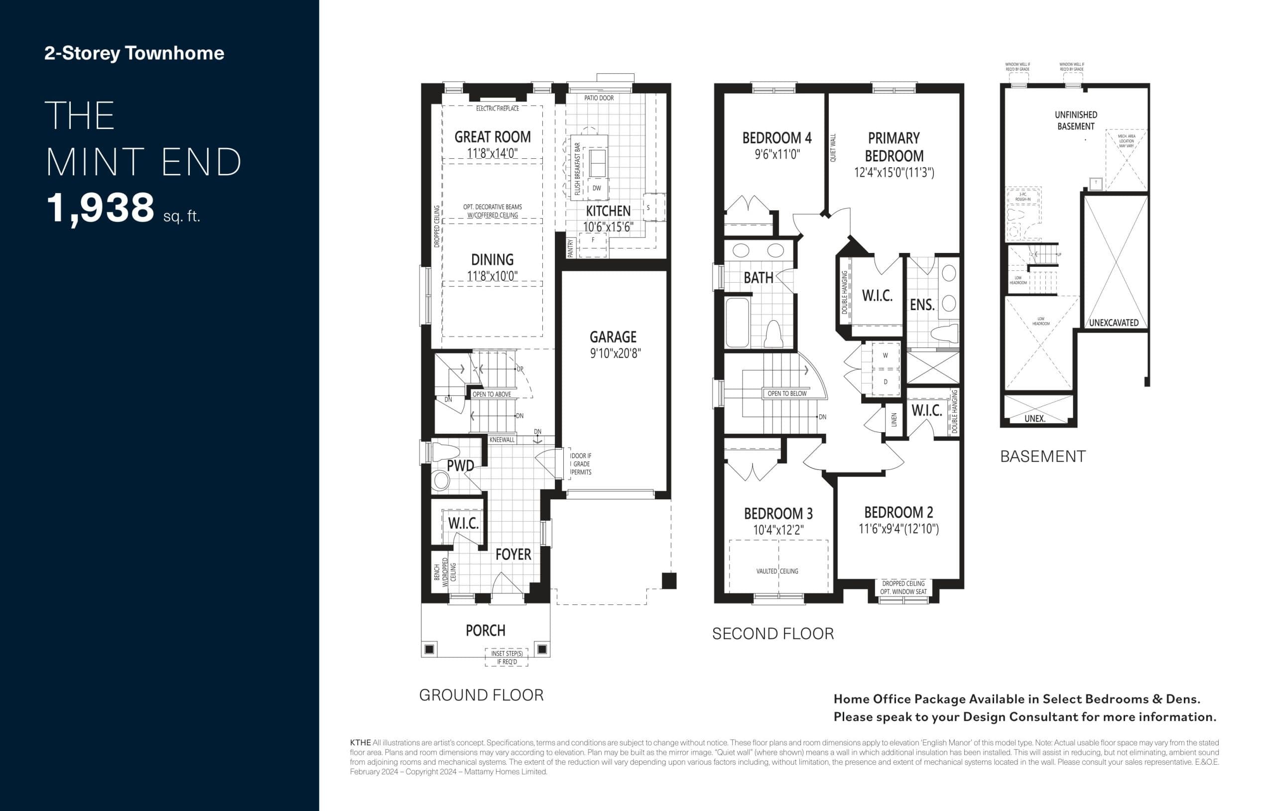The Mint End Floor Plan at Upper Joshua Creek Phase 6 Towns - 1938 sq.ft