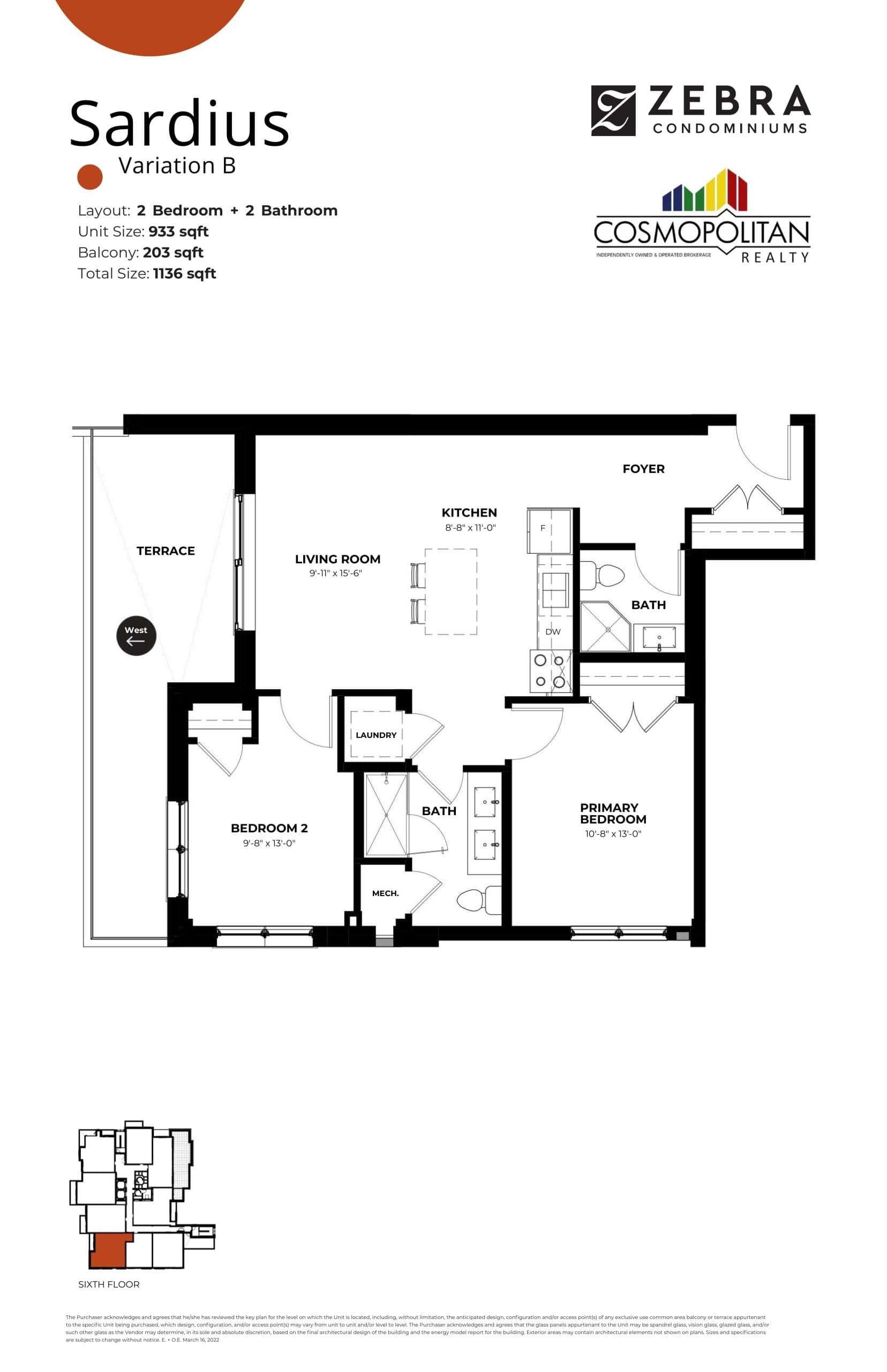 Sardius Floor Plan at Zebra Condos - 933 sq.ft