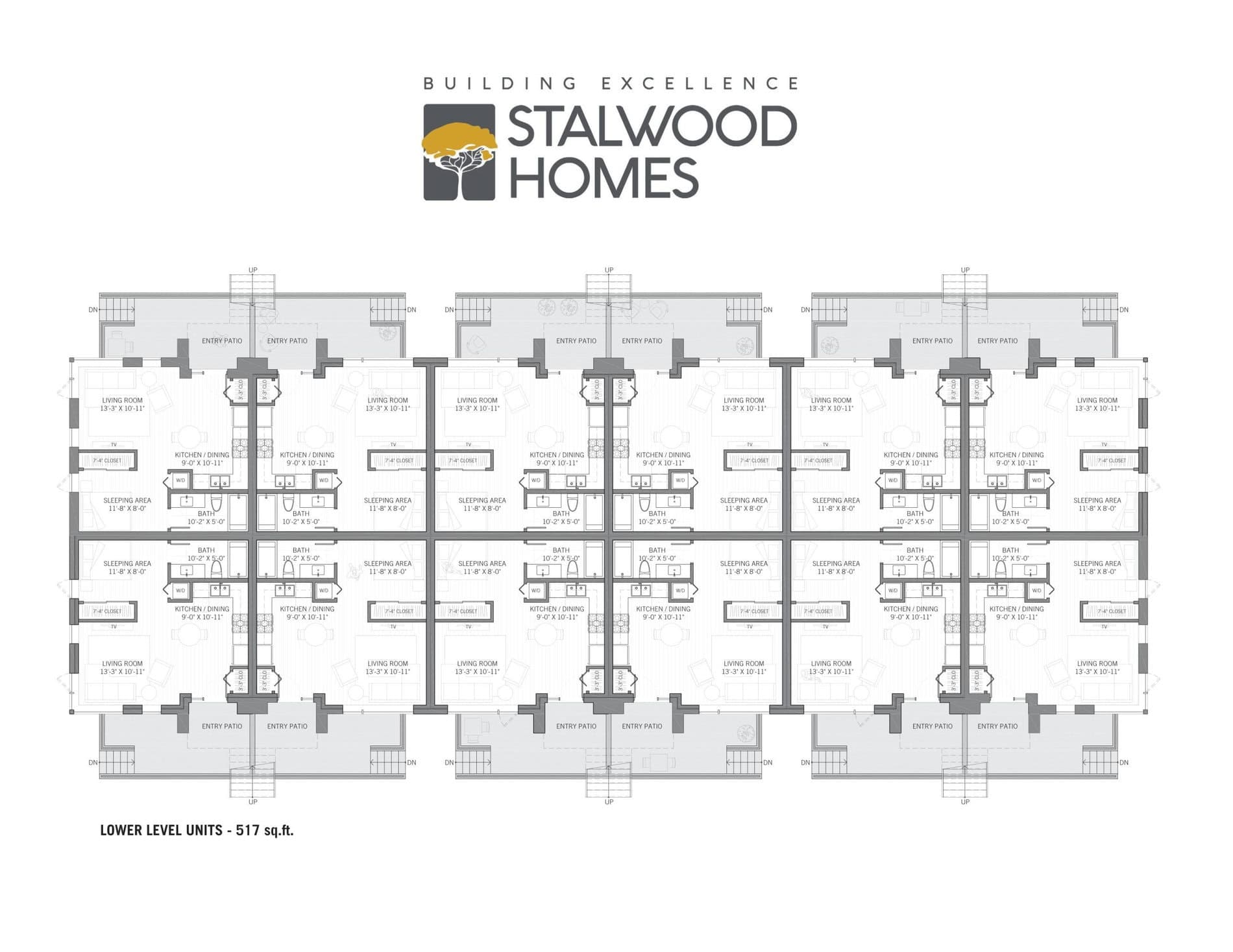 Lower Level (Studio) Floor Plan at East Village Condos - 517 sq.ft
