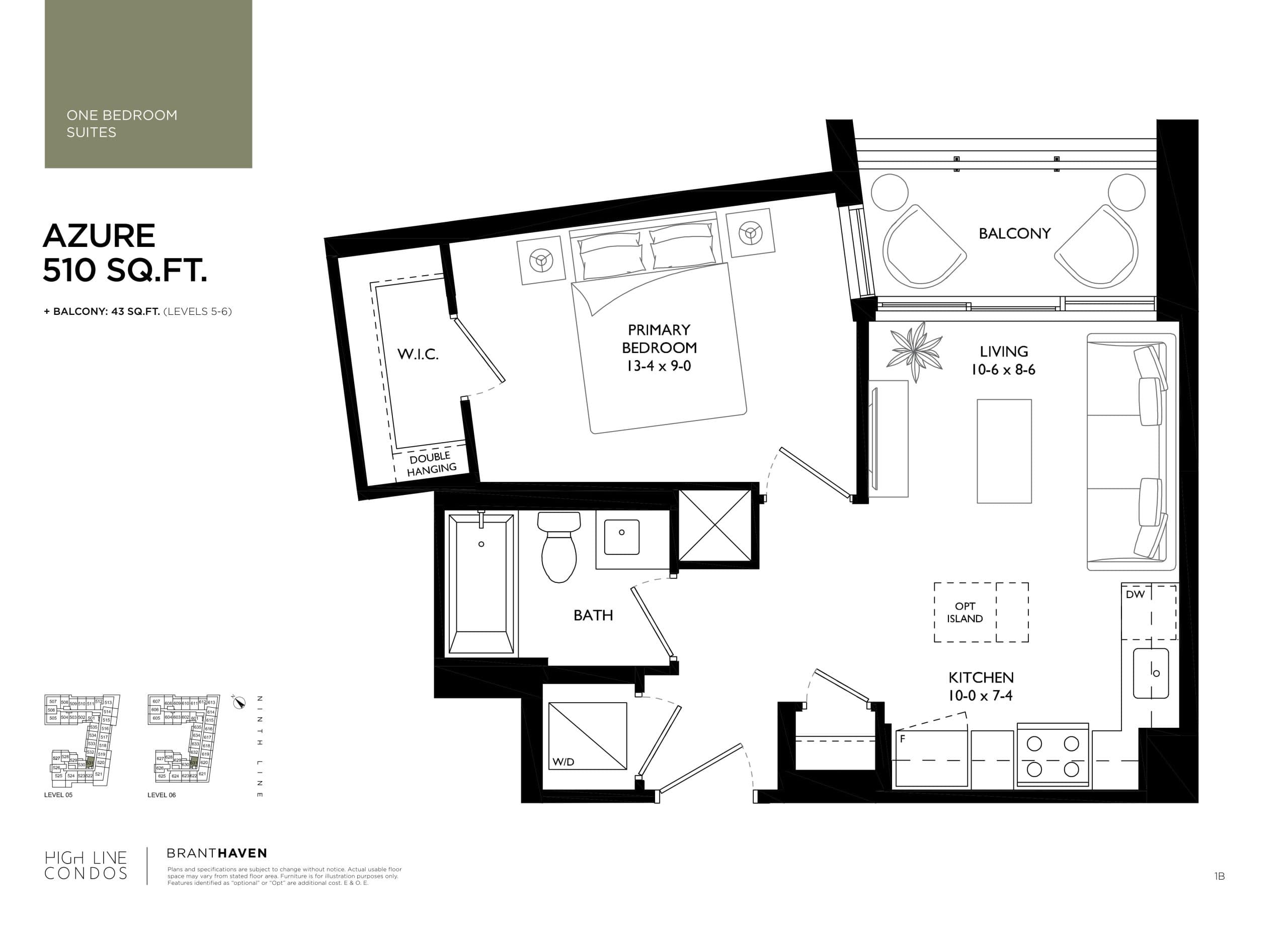 Azure Floor Plan at High Line Condos - 510 sq.ft
