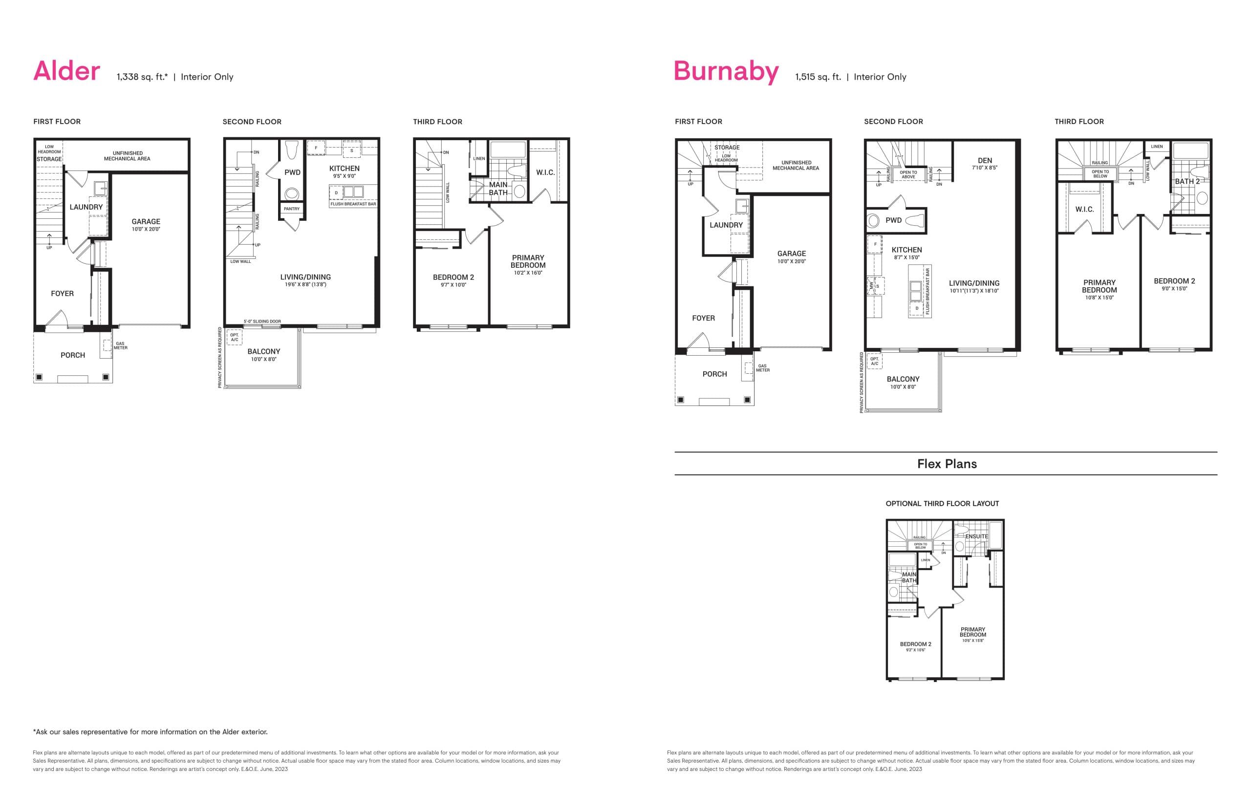 Alder Floor Plan at Riversbend at Harmony Towns - 1338 sq.ft