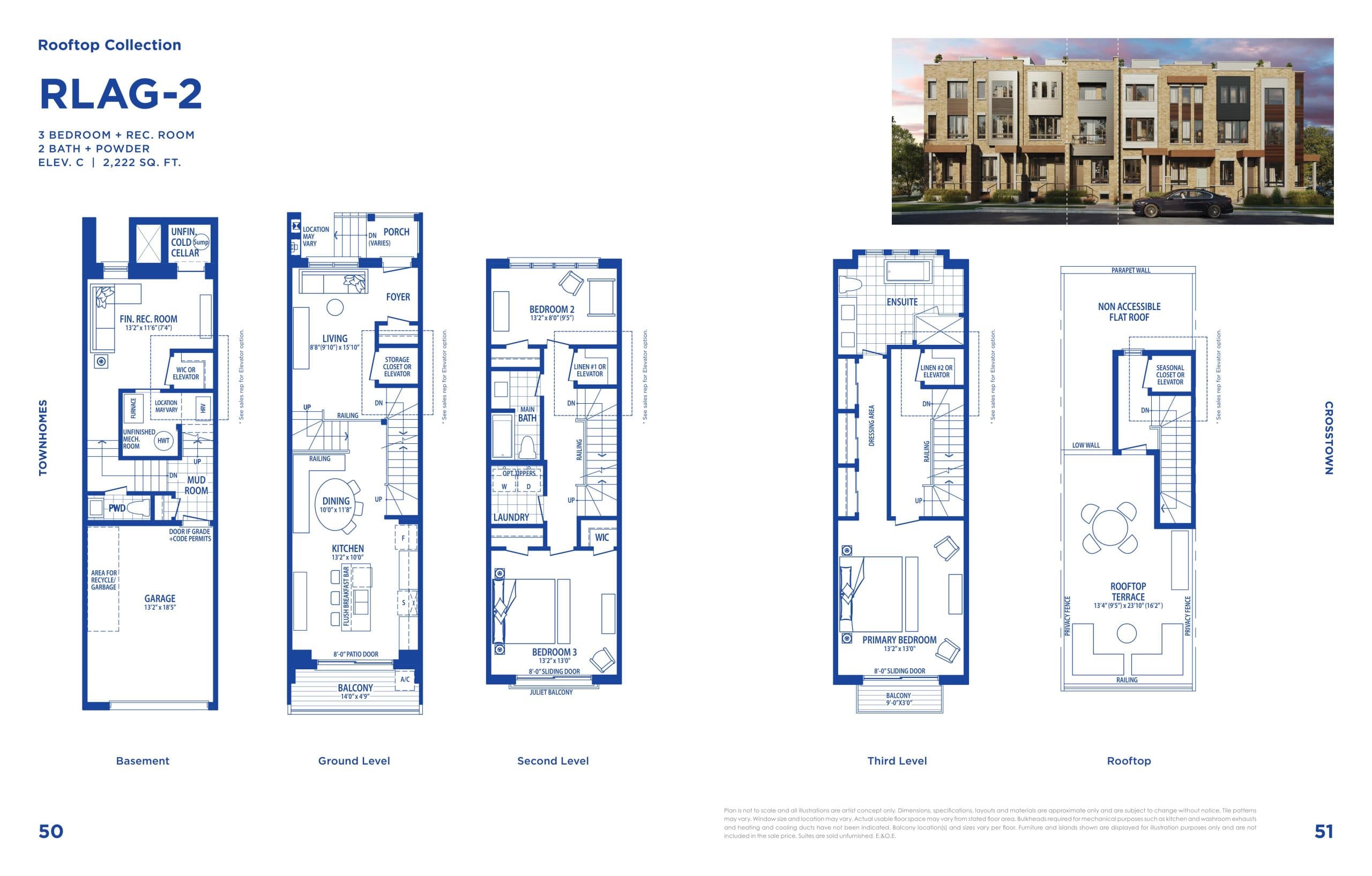RLAG-2 Floor Plan at Townhomes at Crosstown - 2222 sq.ft