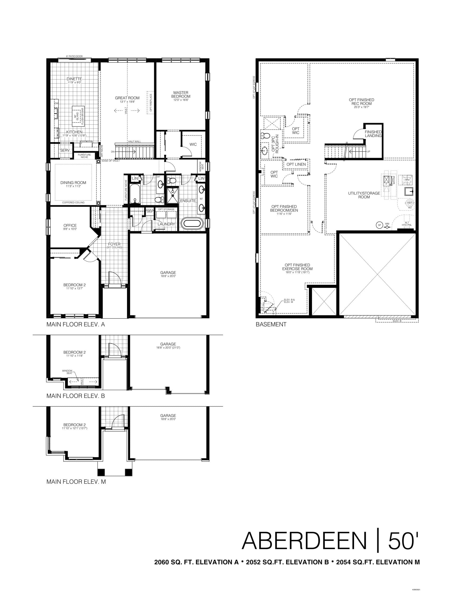 Aberdeen Floor Plan at Westwoods on the Creek - 2060 sq.ft