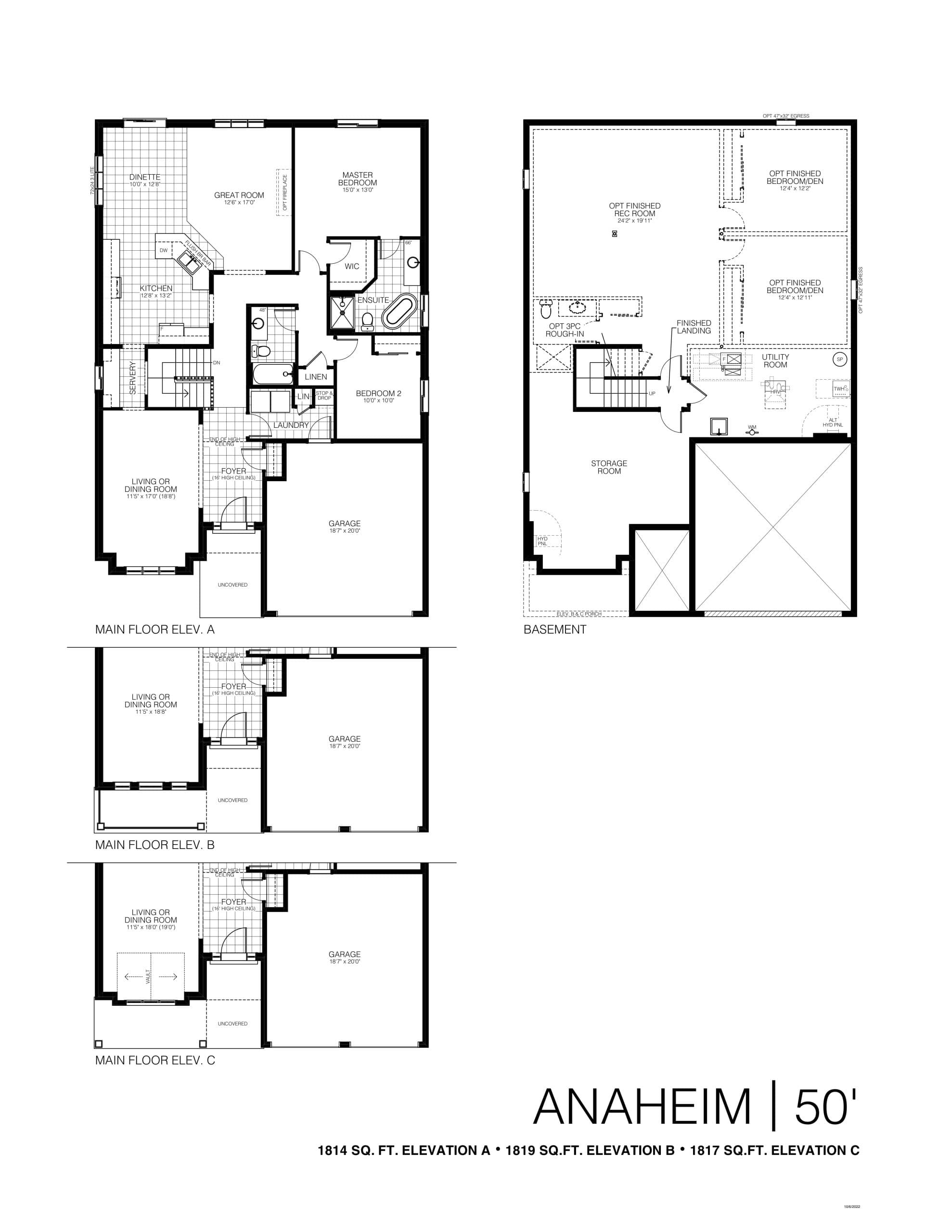 Anaheim Floor Plan at Westwoods on the Creek - 1819 sq.ft