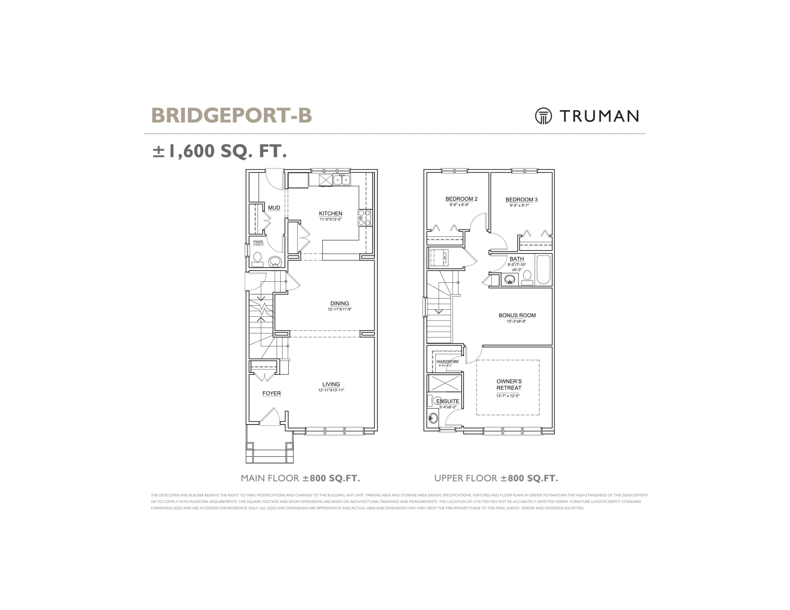 Bridgeport-B Floor Plan at Bridgeport Homes - 1600 sq.ft