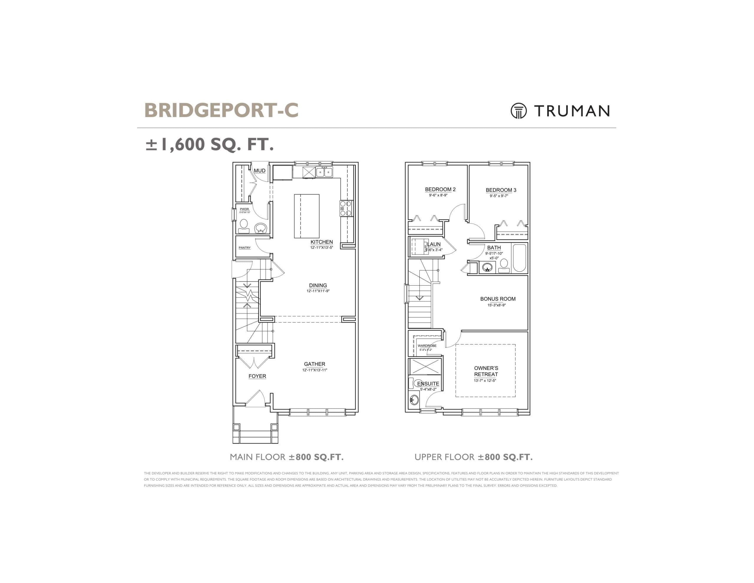 Bridgeport-C Floor Plan at Bridgeport Homes - 1600 sq.ft