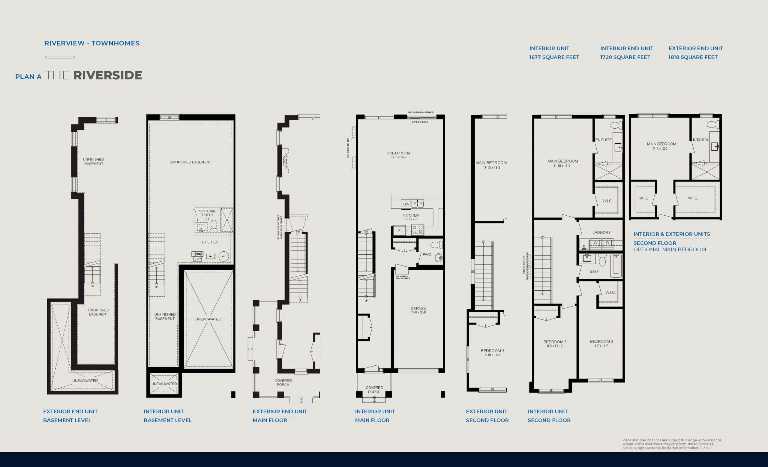 The RiverSide Floor Plan at Riverview Towns Phase 2 - 1818 sq.ft