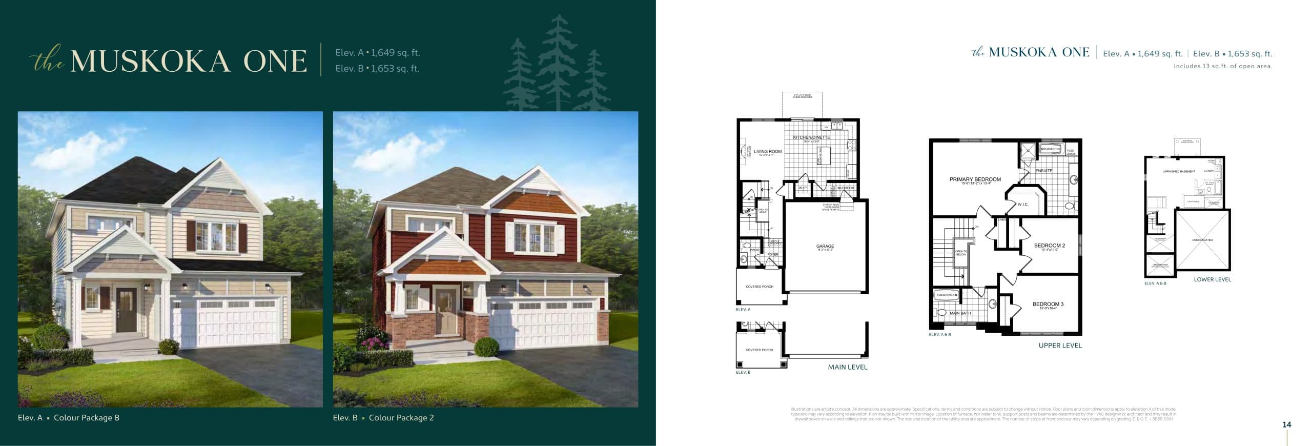 The Muskoka One Floor Plan at The Cedars at Brydon Bay Phase 2 - 1653 sq.ft