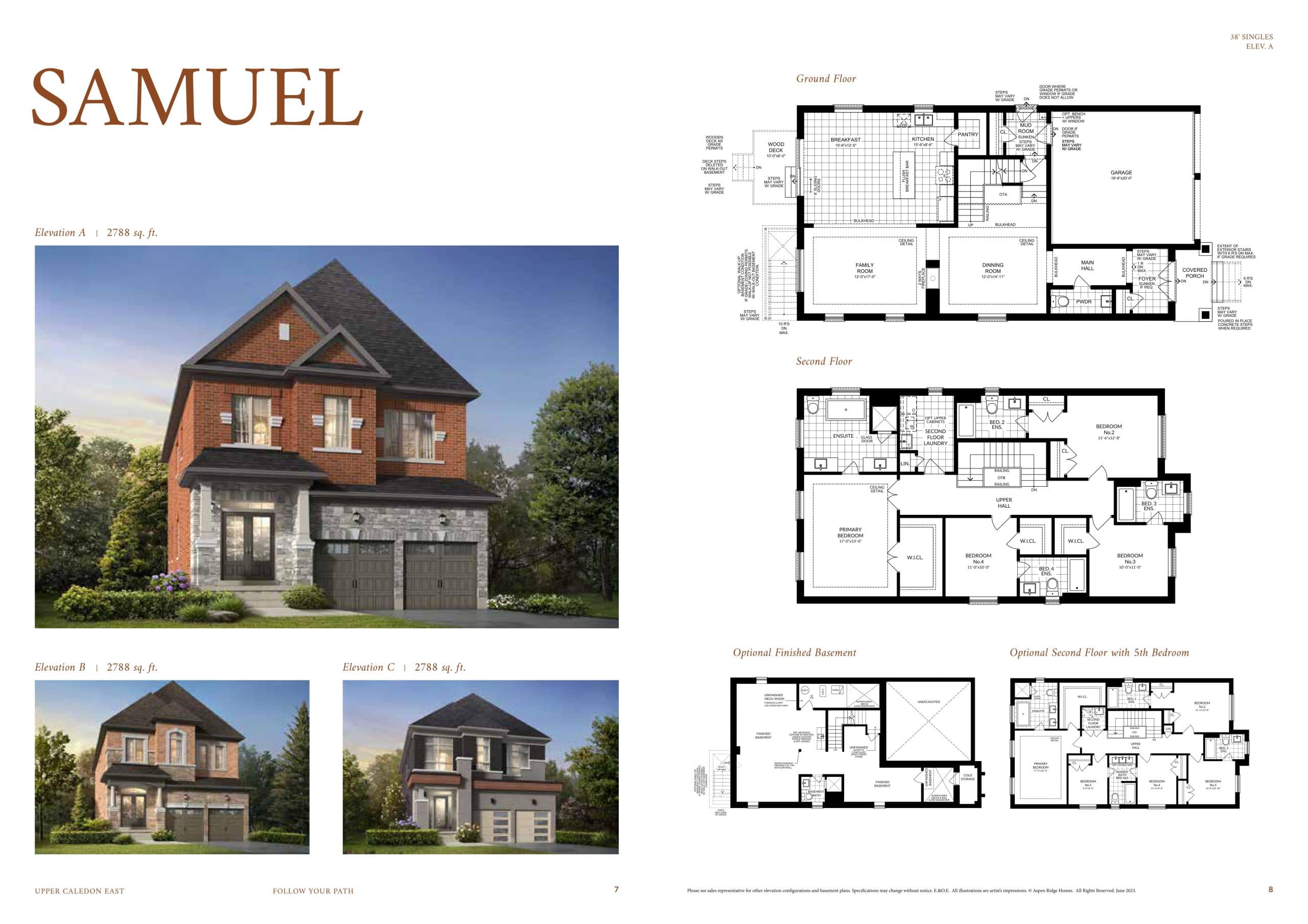 Samuel Floor Plan at Upper Caledon East by Aspen Ridge Homes - 2788 sq.ft
