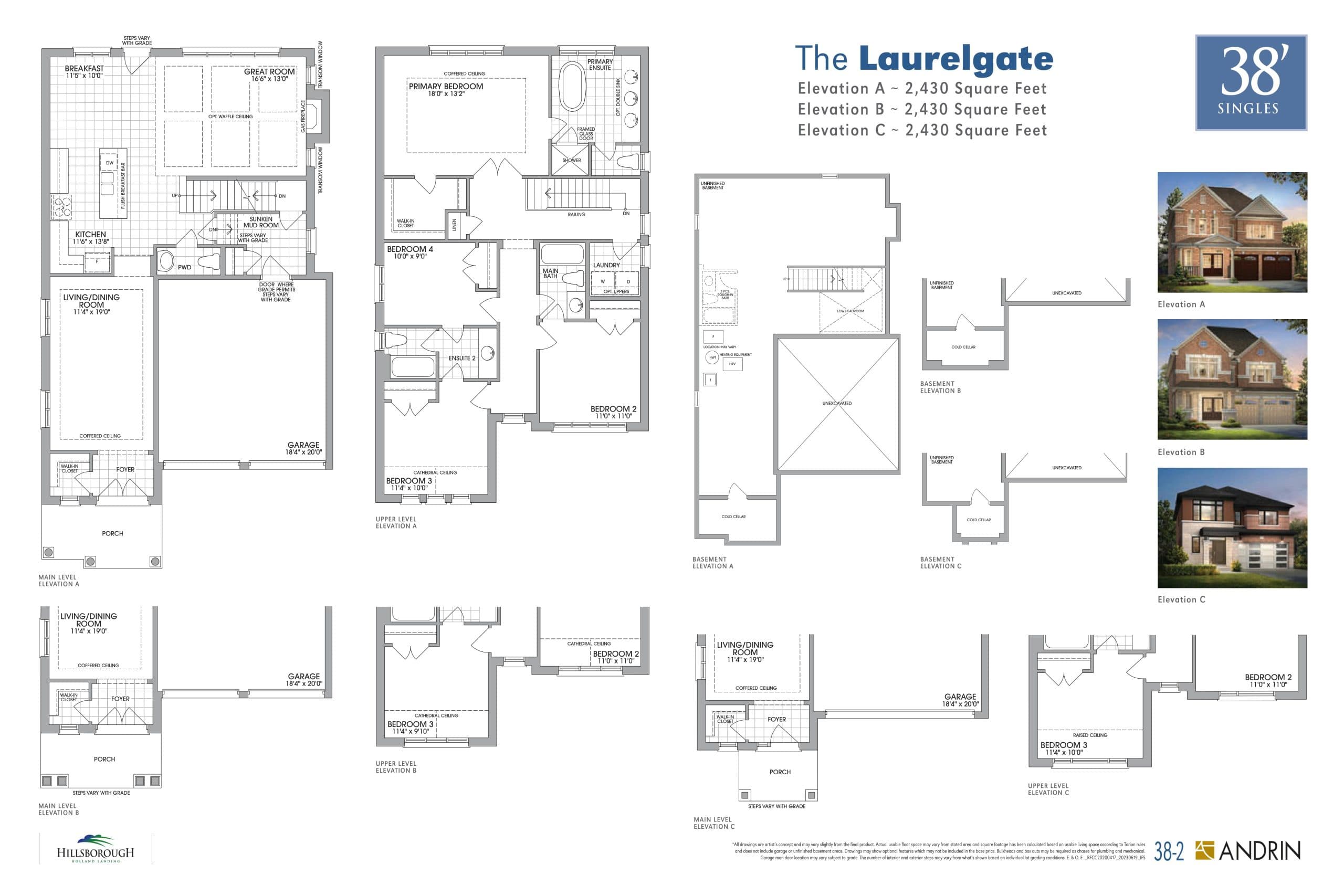 The Laurelgate Floor Plan at Hillsborough Holland Landing - 2430 sq.ft