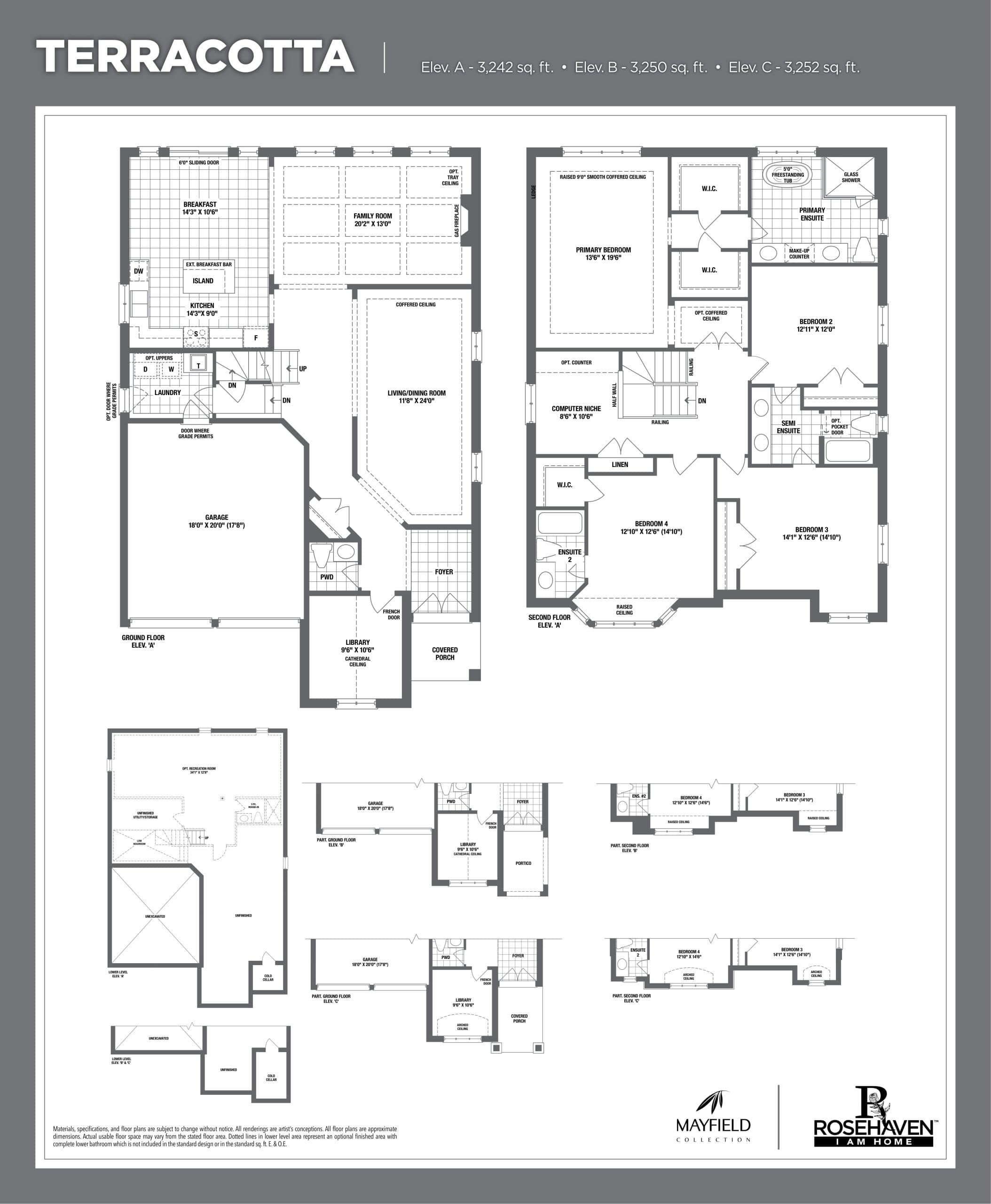 Terracotta Floor Plan at Mayfield Collection Homes - 3252 sq.ft