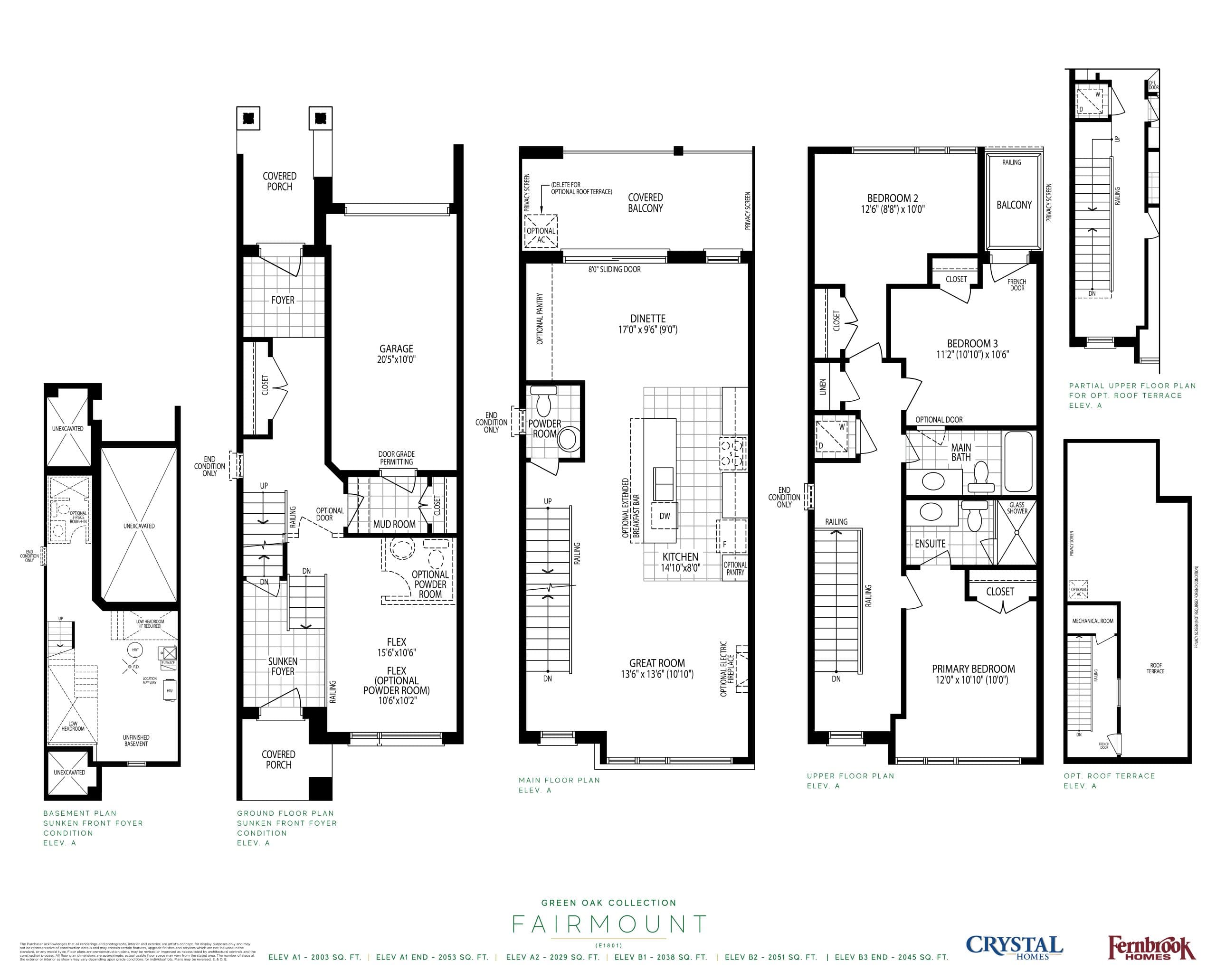 Fairmount - Green Oak Collection (Phase 2) Floor Plan at OakBrook Towns - 2053 sq.ft