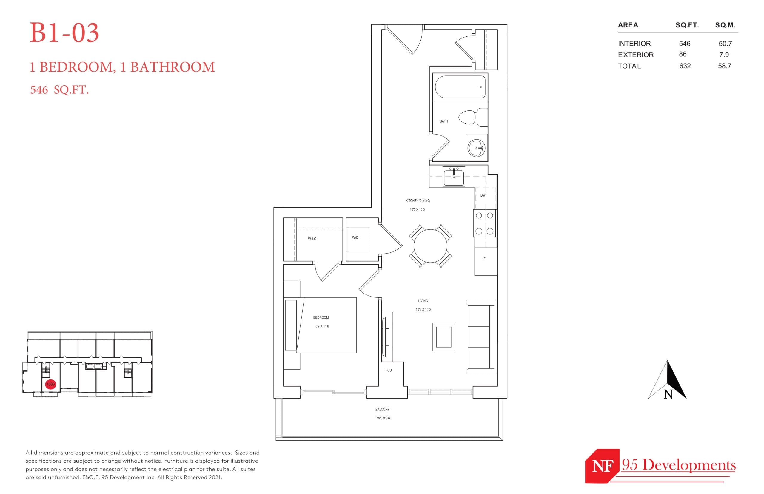 B1-03 Floor Plan at The Garden Series On Sheppard Condos - 546 sq.ft