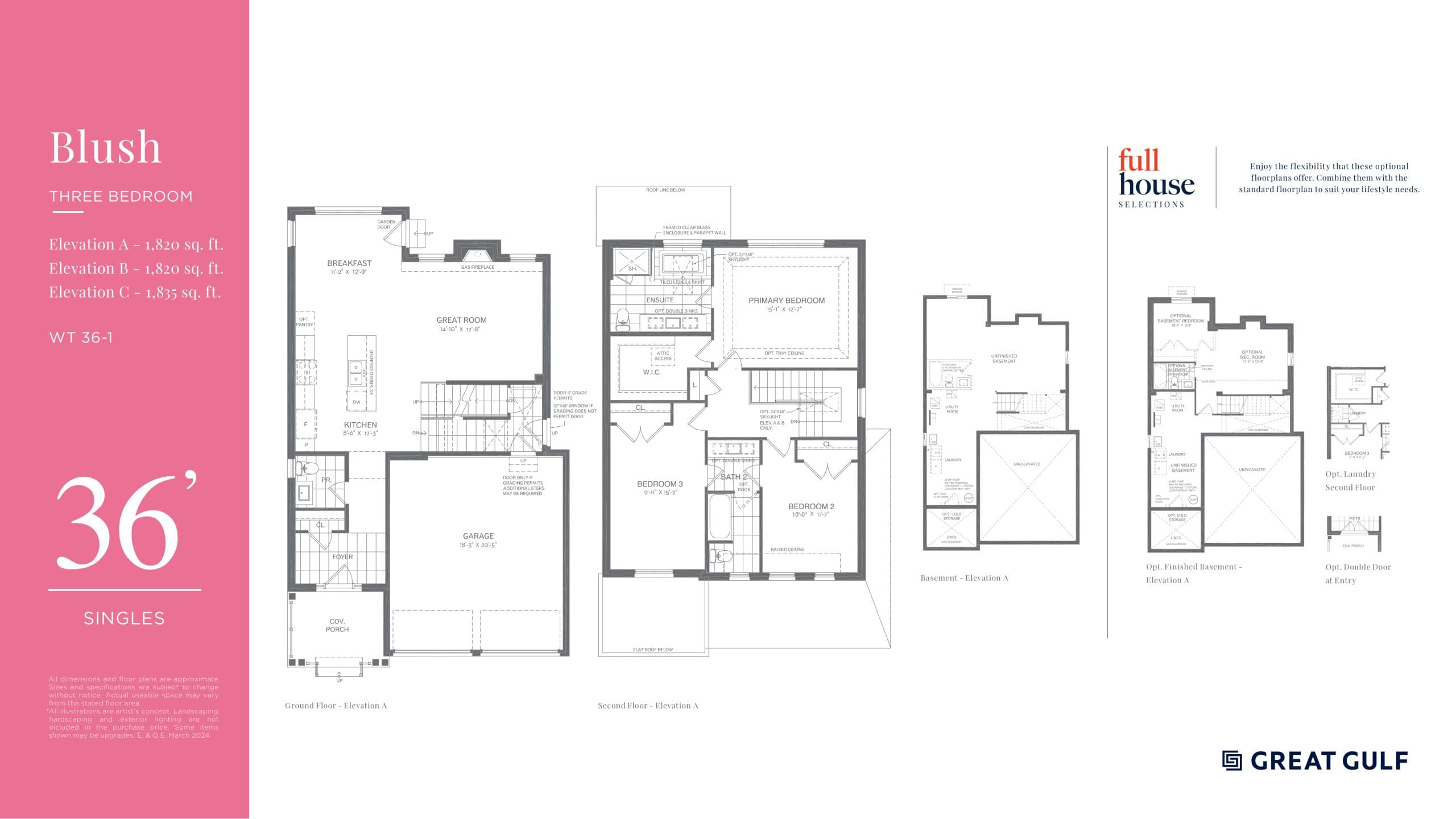 Blush Floor Plan at Whitby Meadows Towns by Great Gulf - 1820 sq.ft