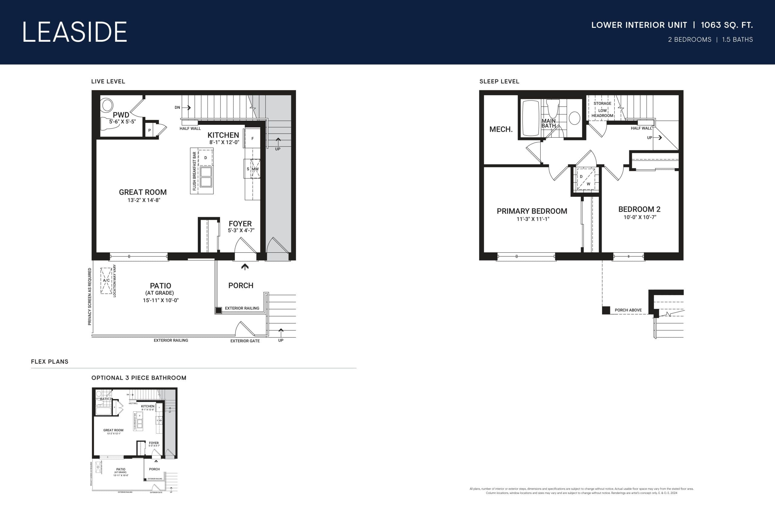 Leaside Interior Unit Floor Plan at Anthem Condos by Minto - 1063 sq.ft