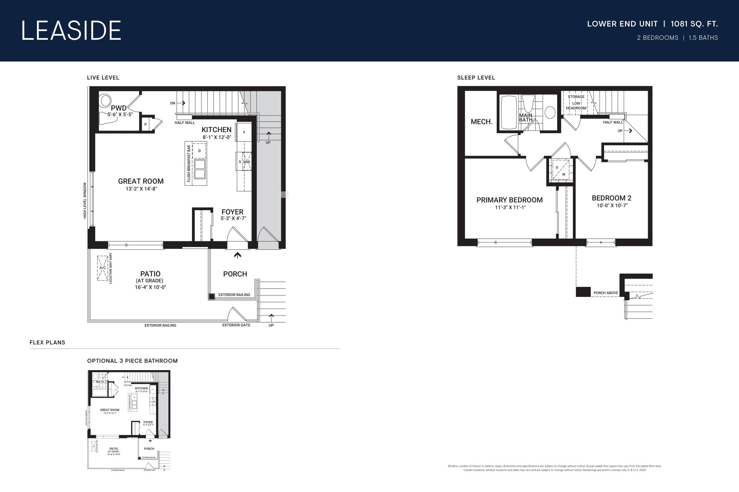 Leaside Lower End Unit Floor Plan at Anthem Condos by Minto - 1081 sq.ft