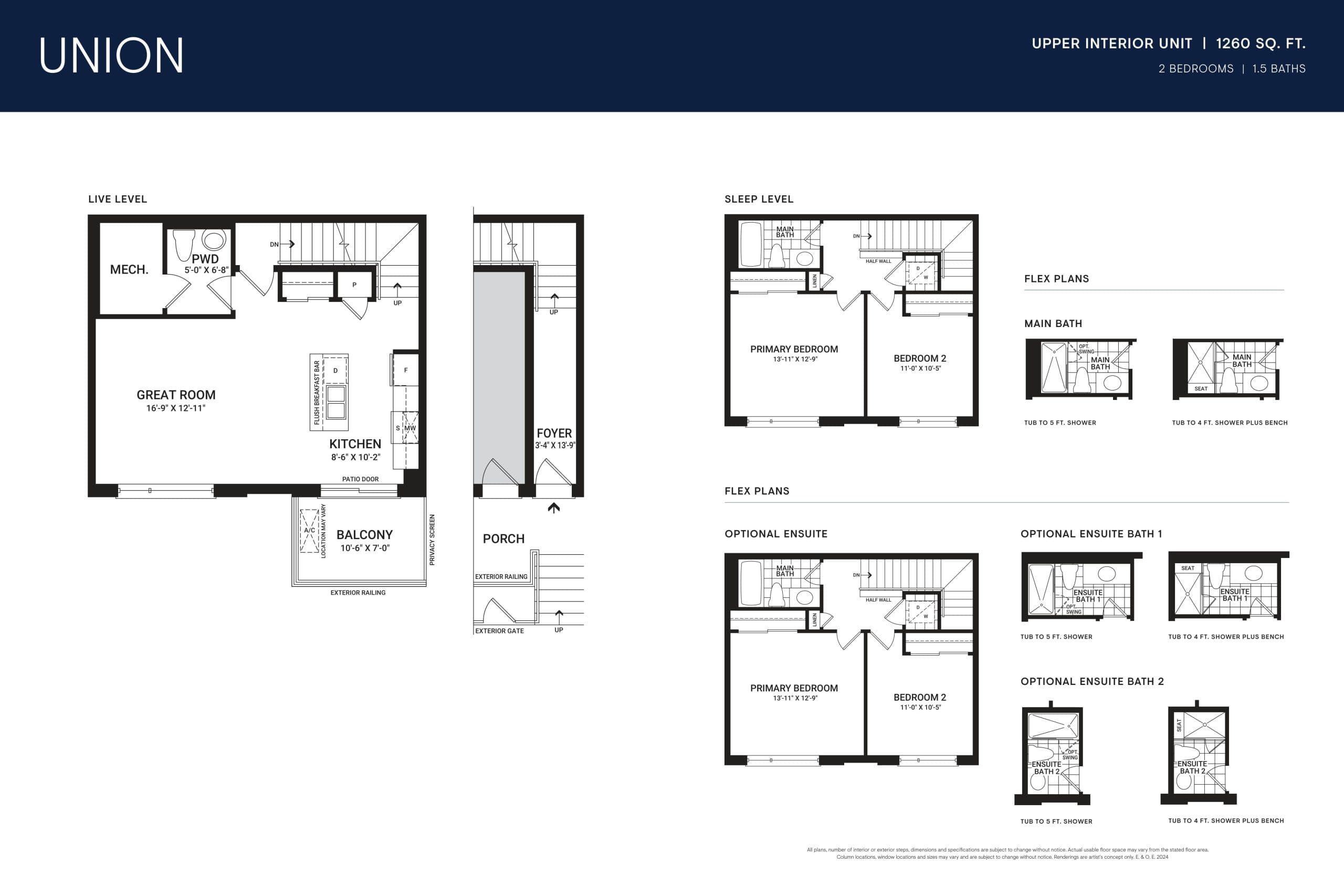 Union Interior Unit Floor Plan at Anthem Condos by Minto - 1260 sq.ft