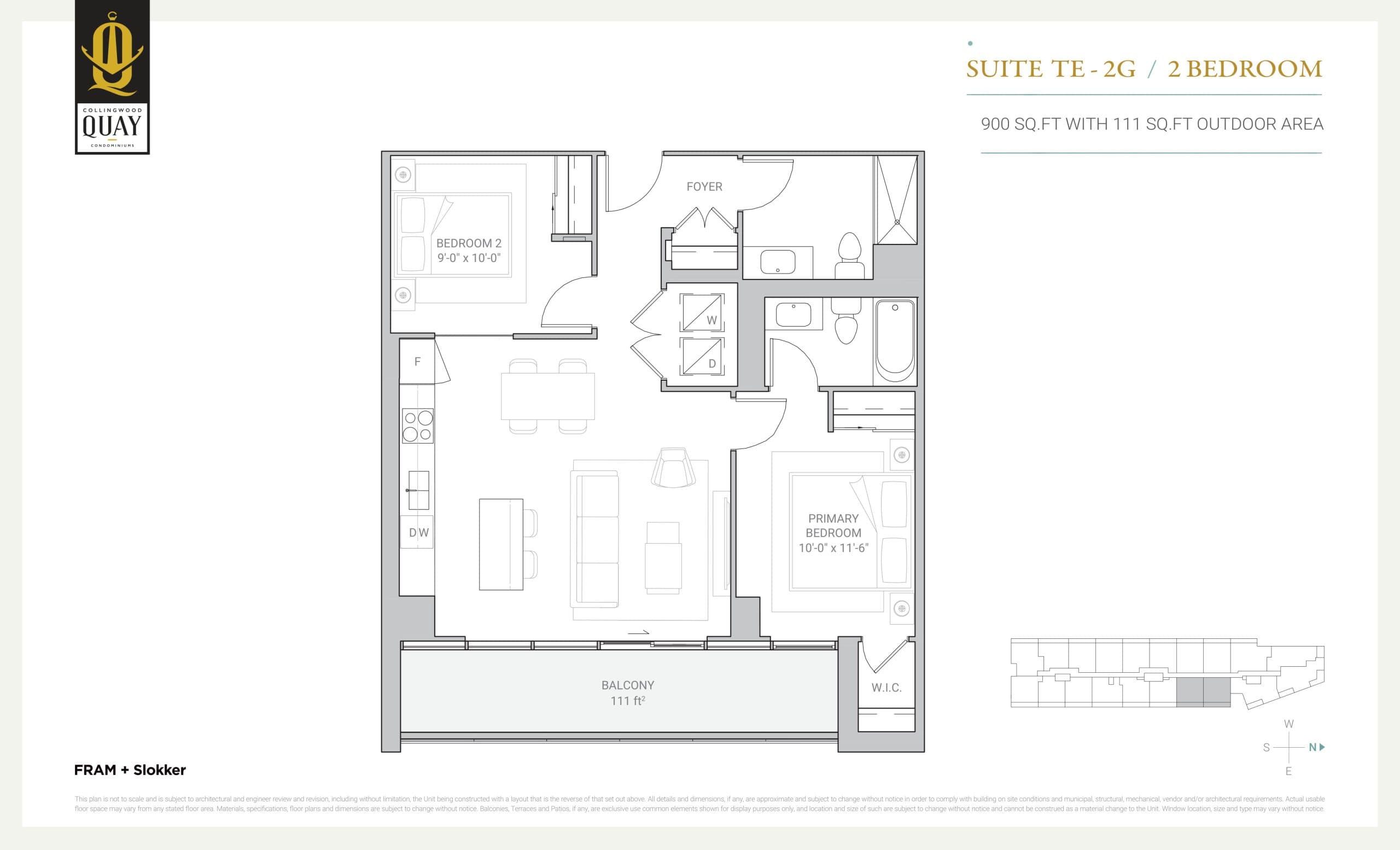 Suite TE-2G Floor Plan at Collingwood Quay Condos - 900 sq.ft