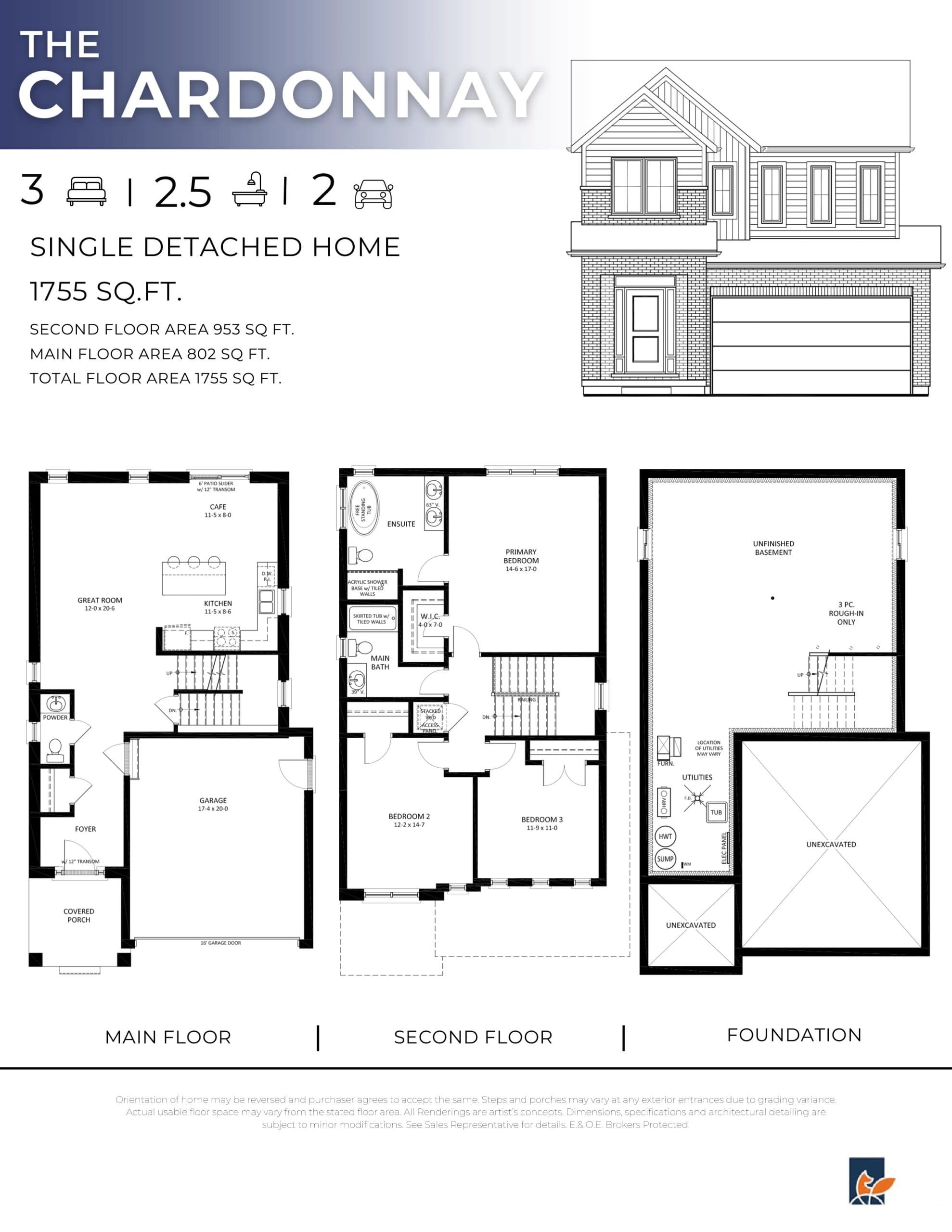 The Chardonnay Floor Plan at Gates of Hyde Park - 1755 sq.ft