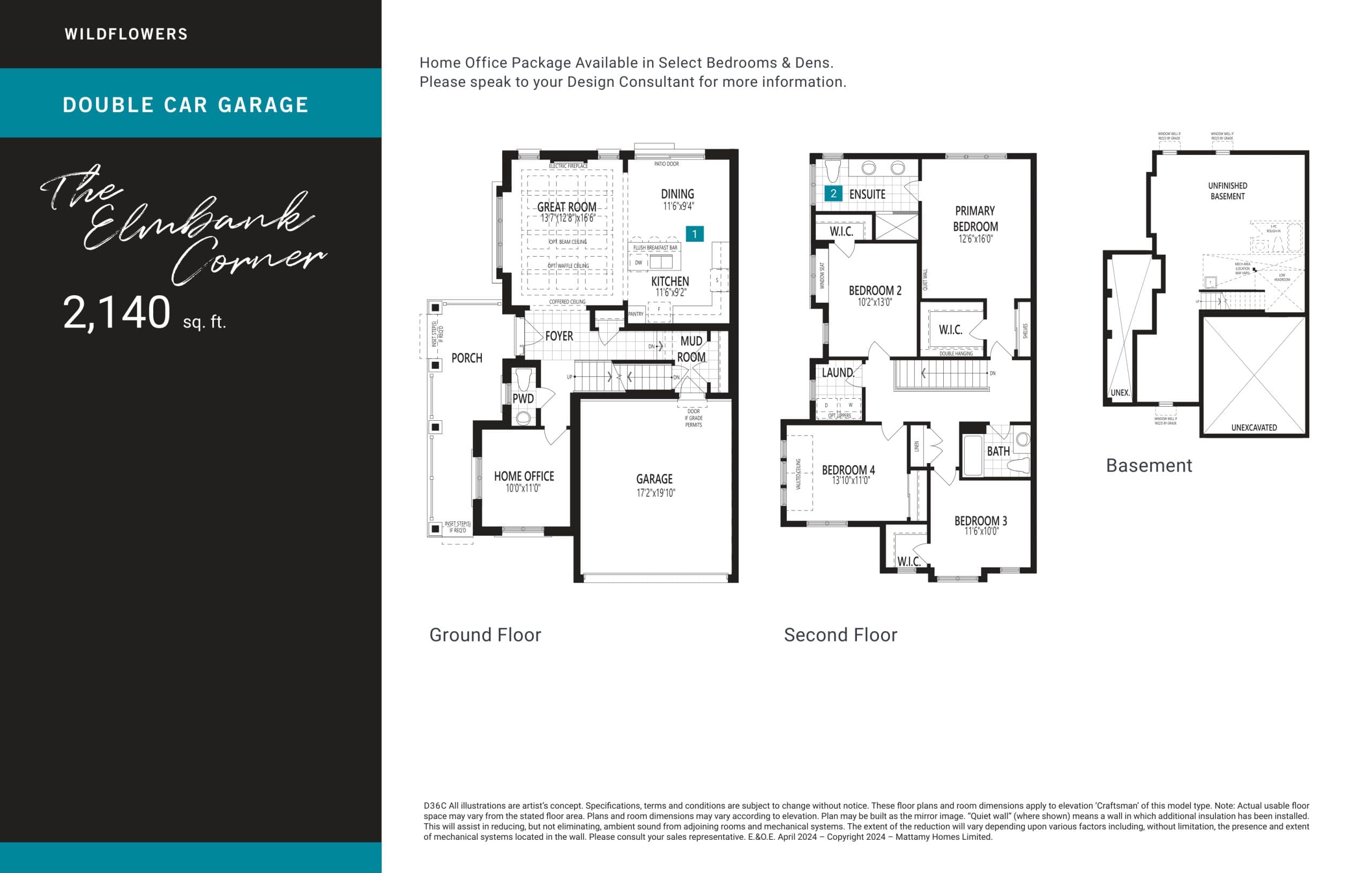 The Elmbank Corner Floor Plan at Wildflowers Kitchener by Mattamy Homes - 2140 sq.ft