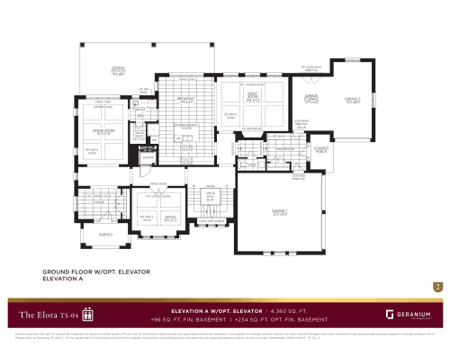 The Elora - Elevation A With Optional Elevator floor plan
