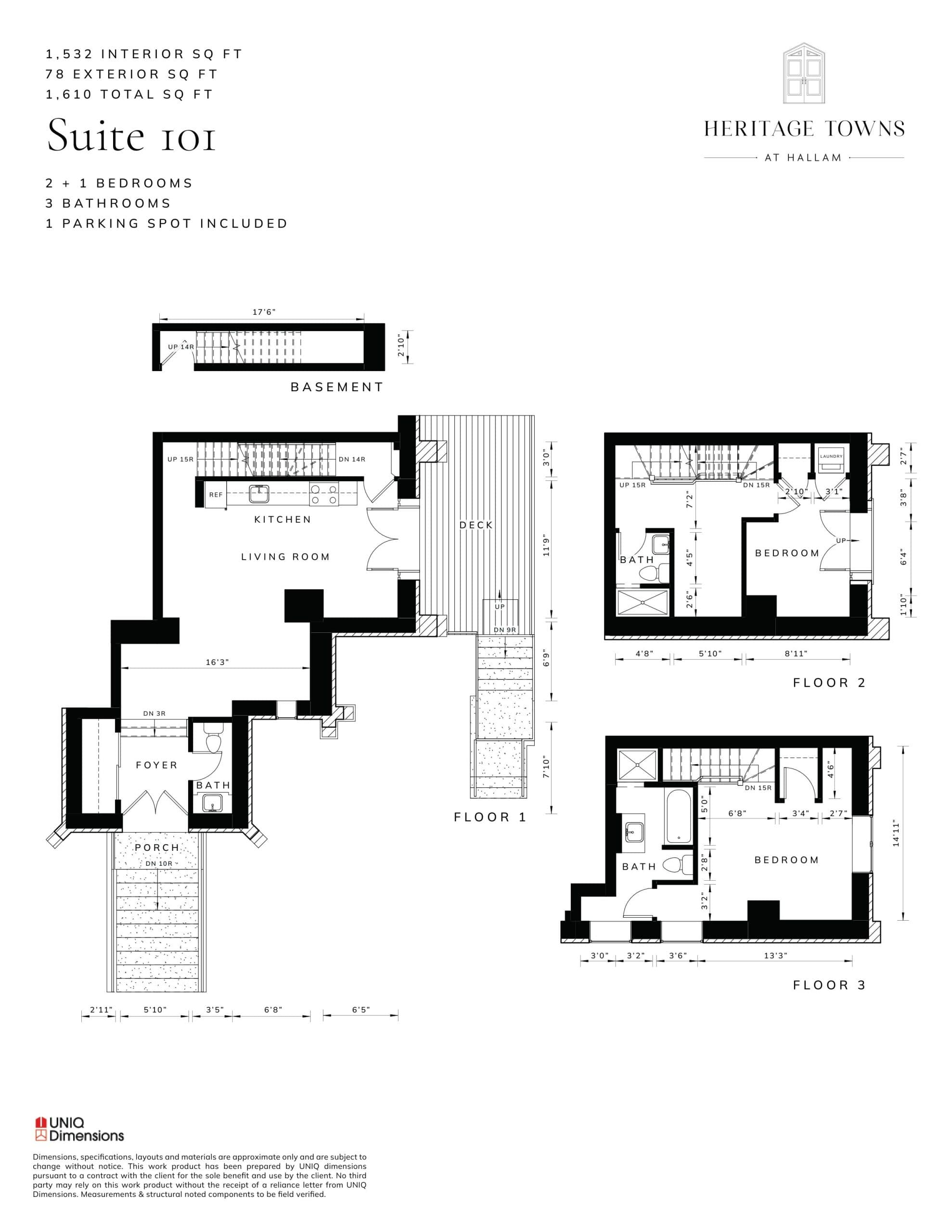 Suite 101 Floor Plan at Heritage Towns at Hallam - 1532 sq.ft