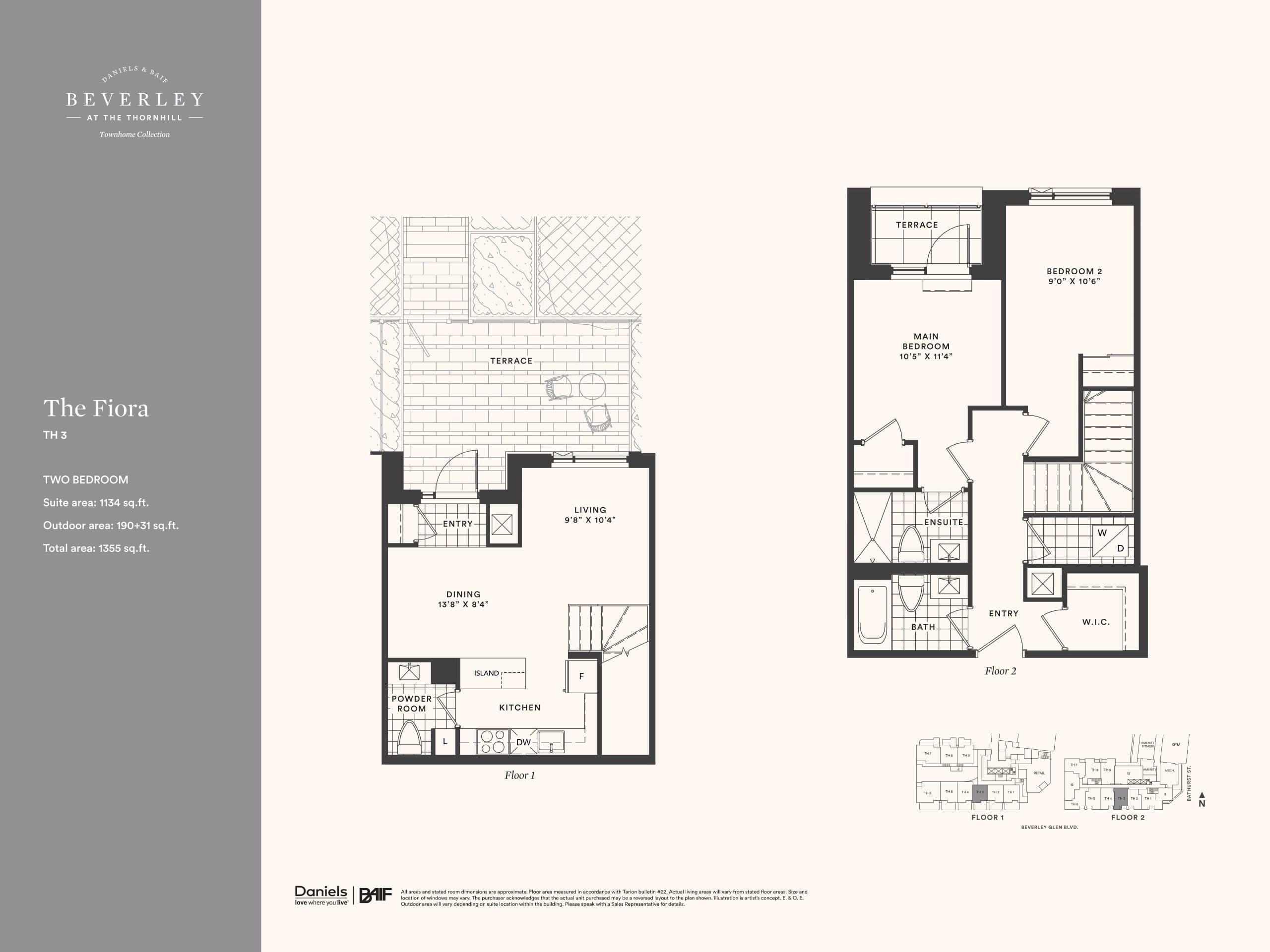 The Fiora Floor Plan at The Thornhill Condos - 1134 sq.ft