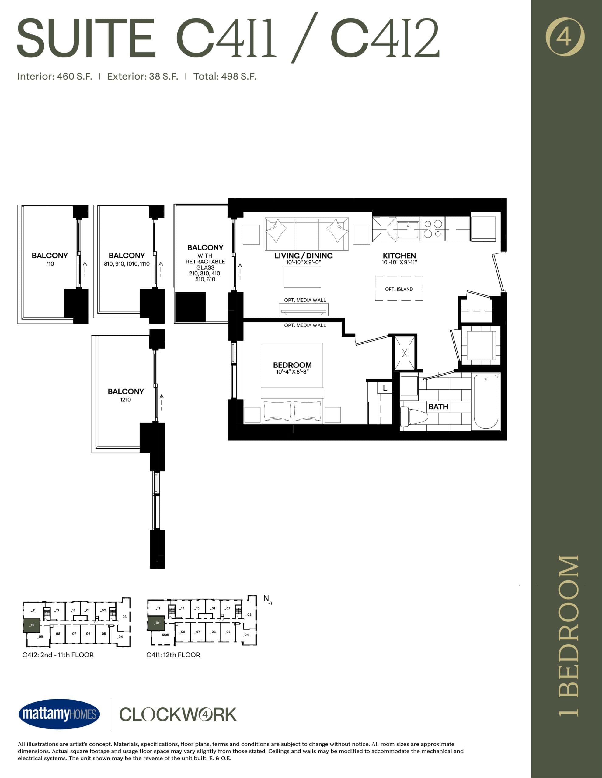 Suite C4I1/C4I2 Floor Plan at Clockwork Condos Phase 4 - 460 sq.ft