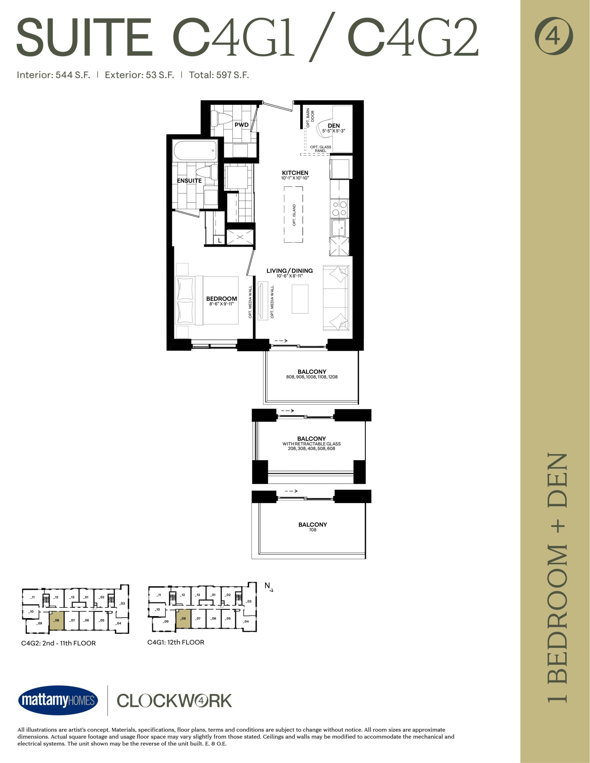 Suite C4G1/C4G2 Floor Plan at Clockwork Condos Phase 4 - 544 sq.ft
