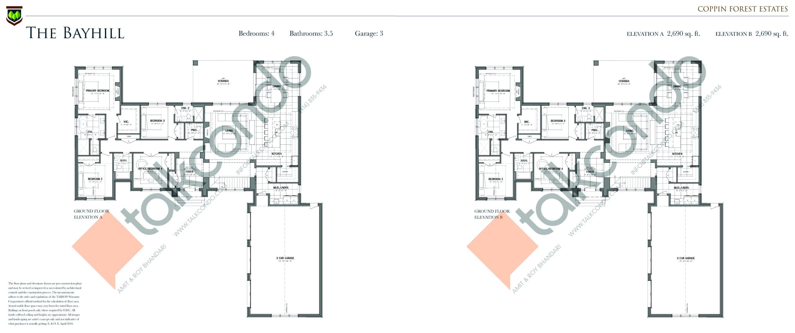 The Bayhill Floor Plan at Coppin Forest Estates - 2690 sq.ft