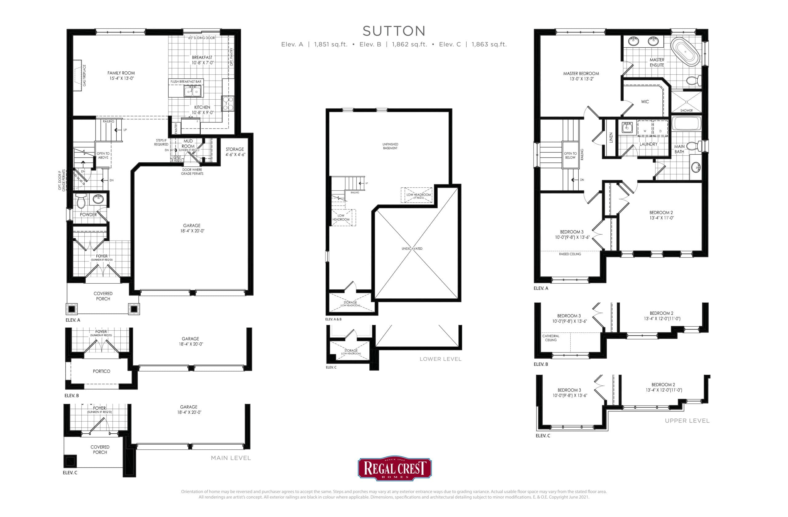 Sutton Floor Plan at Simcoe Landing by Regal Crest Phase 3 - 1863 sq.ft