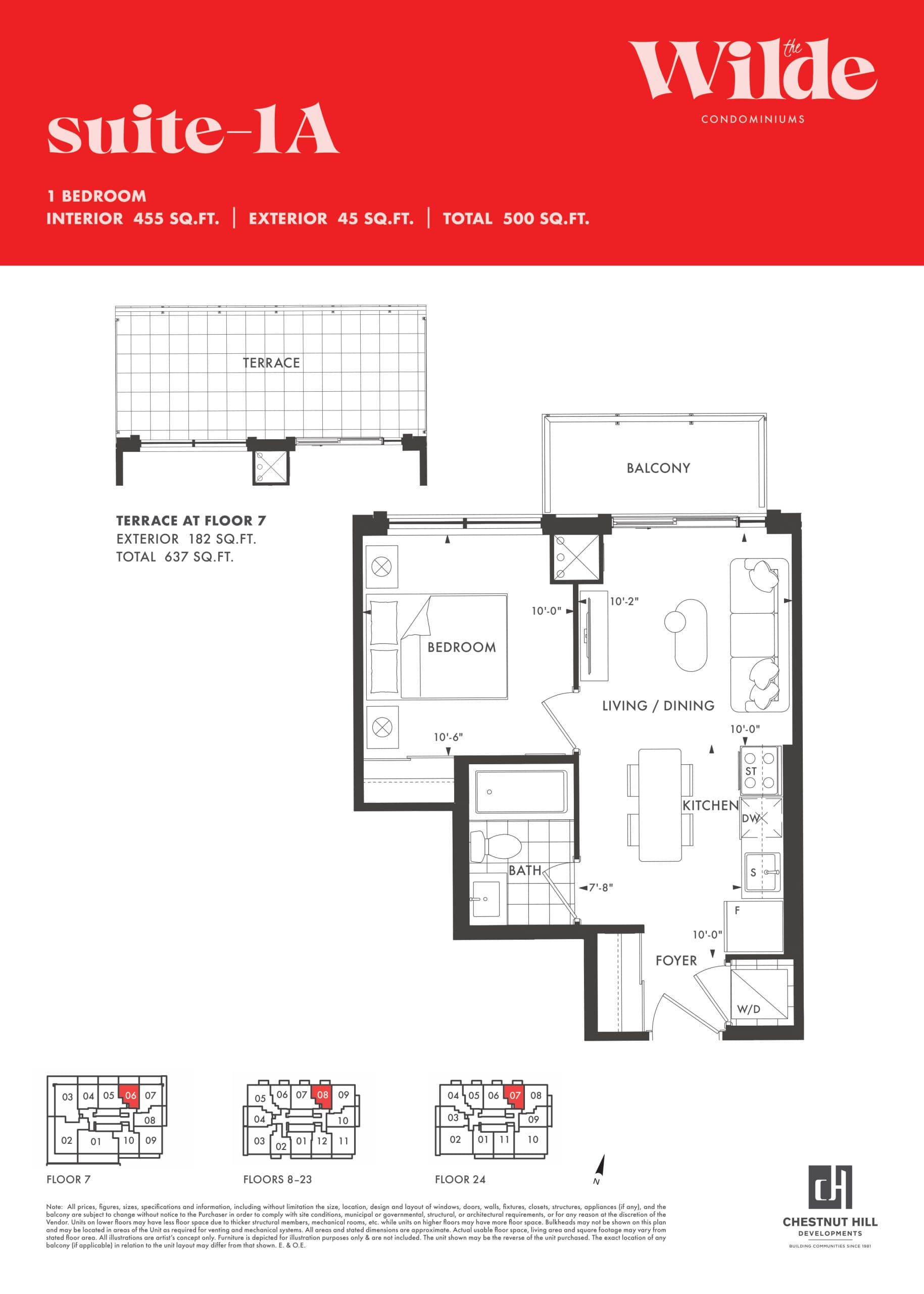1A Floor Plan at The Wilde Condos - 455 sq.ft