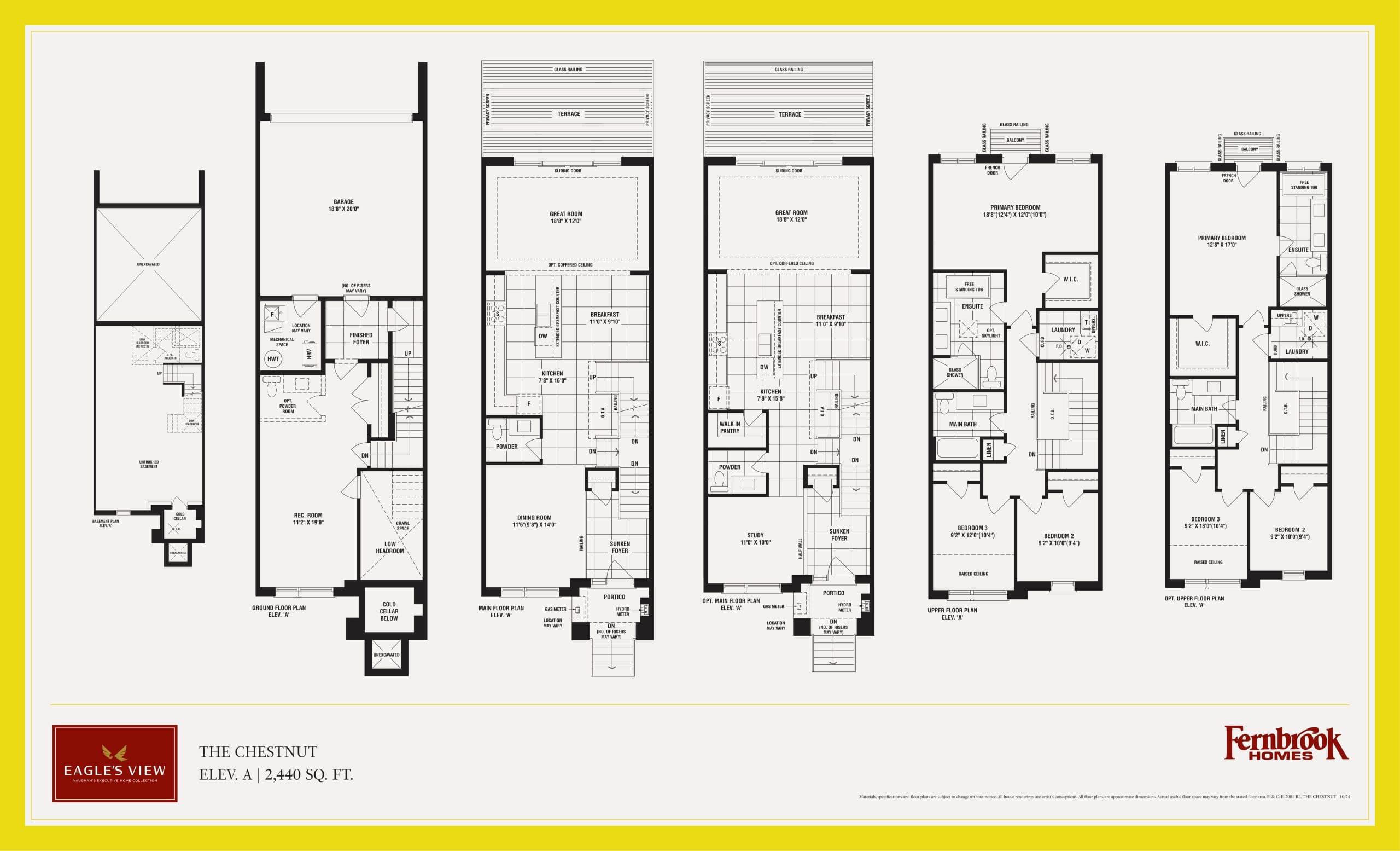 The Chestnut Floor Plan at Eagle’s View Towns - 2440 sq.ft