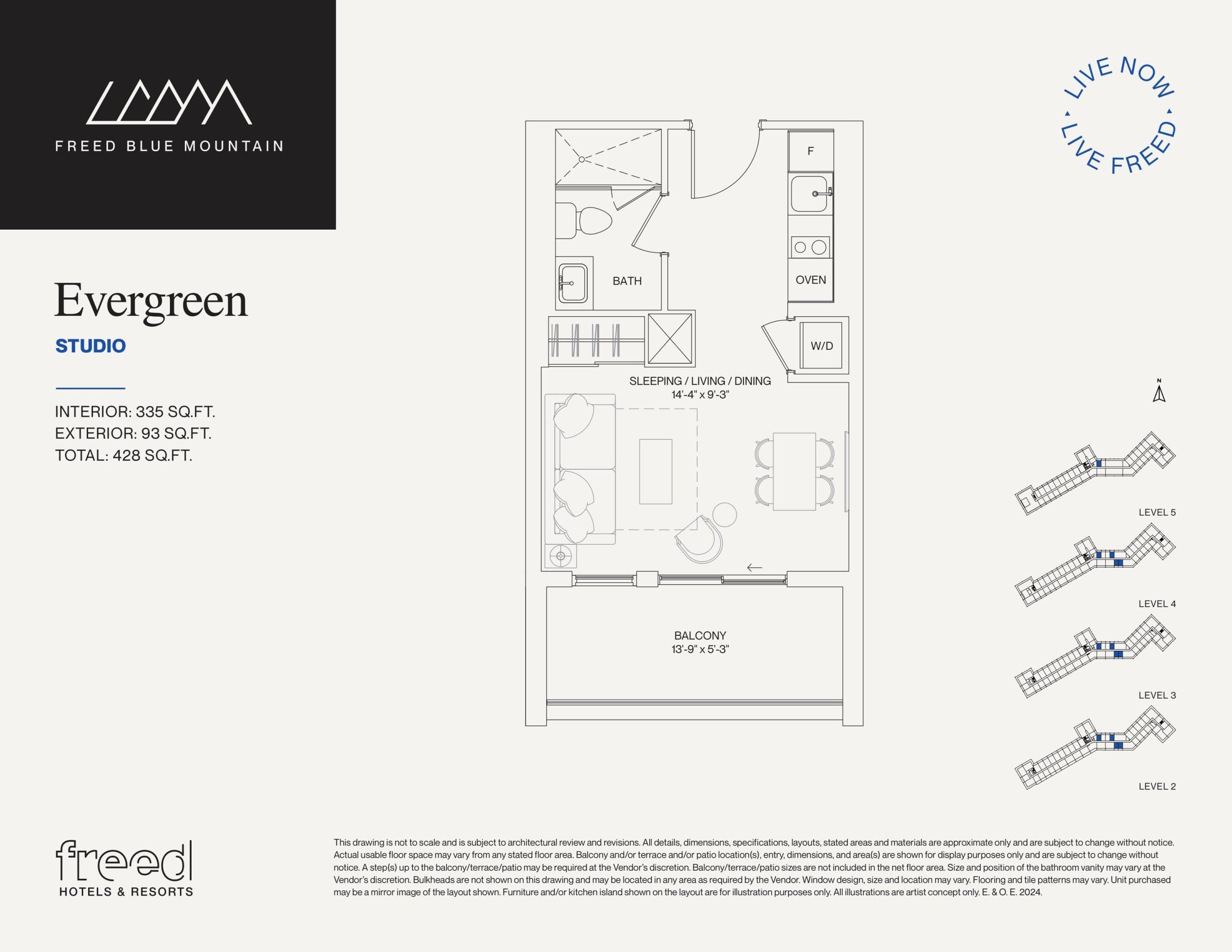 Evergreen Floor Plan at Freed Blue Mountain Condos - 335 sq.ft