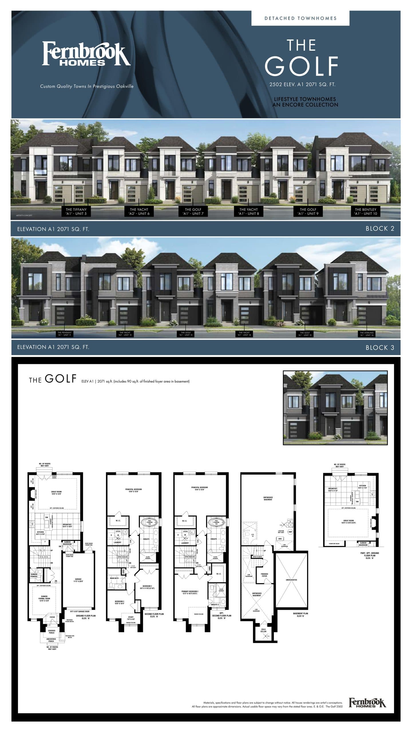 The Golf Floor Plan at Lifestyle Towns - 2071 sq.ft