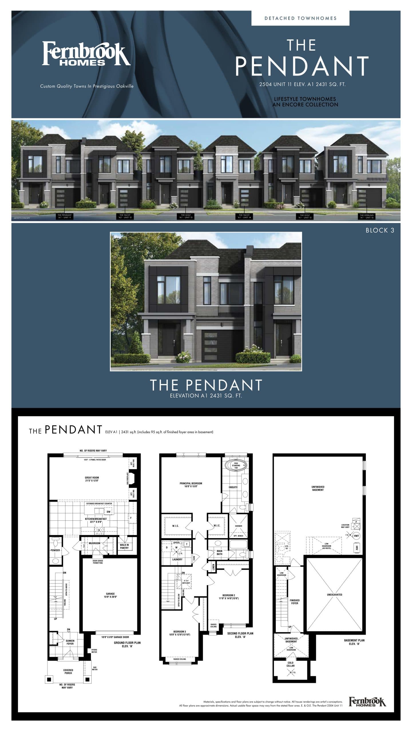 The Pendant Floor Plan at Lifestyle Towns - 2431 sq.ft