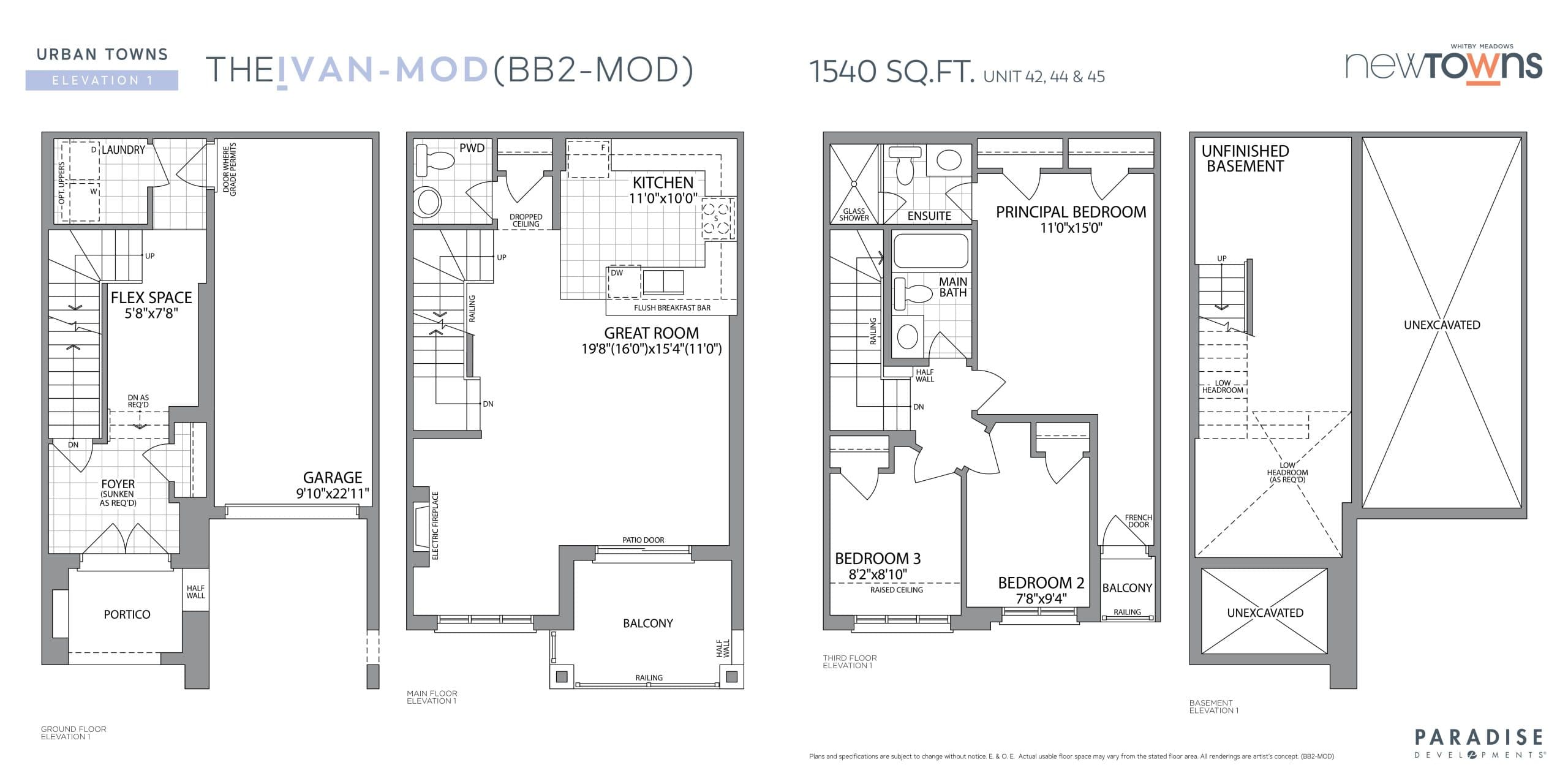 The Ivan - Mod Floor Plan at New Towns in Whitby Meadows - 1540 sq.ft