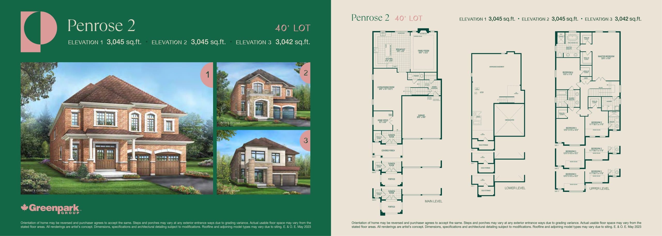 Penrose 2 Floor Plan at Palmetto by Greenpark Group - 3045 sq.ft