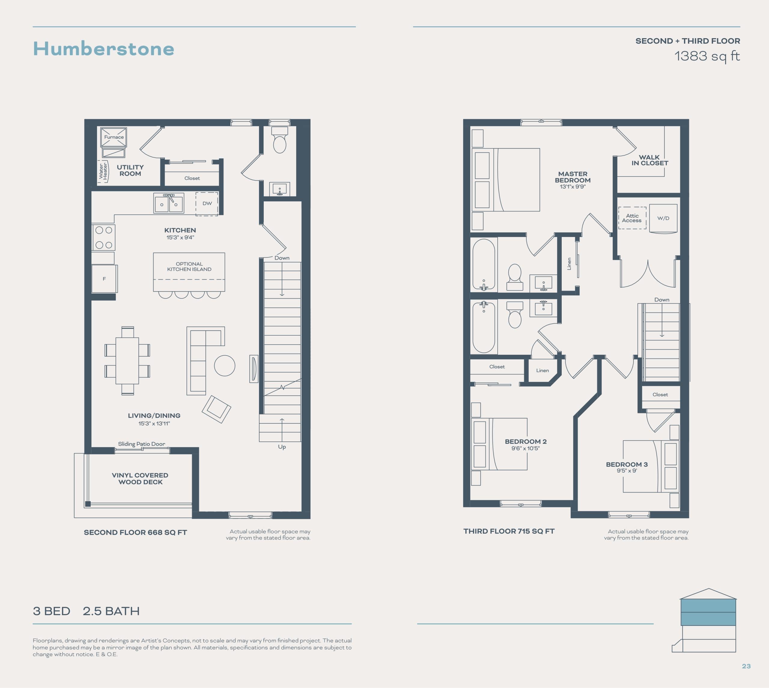 Humberstone Floor Plan at Stop 19 Stacked Towns - 1383 sq.ft